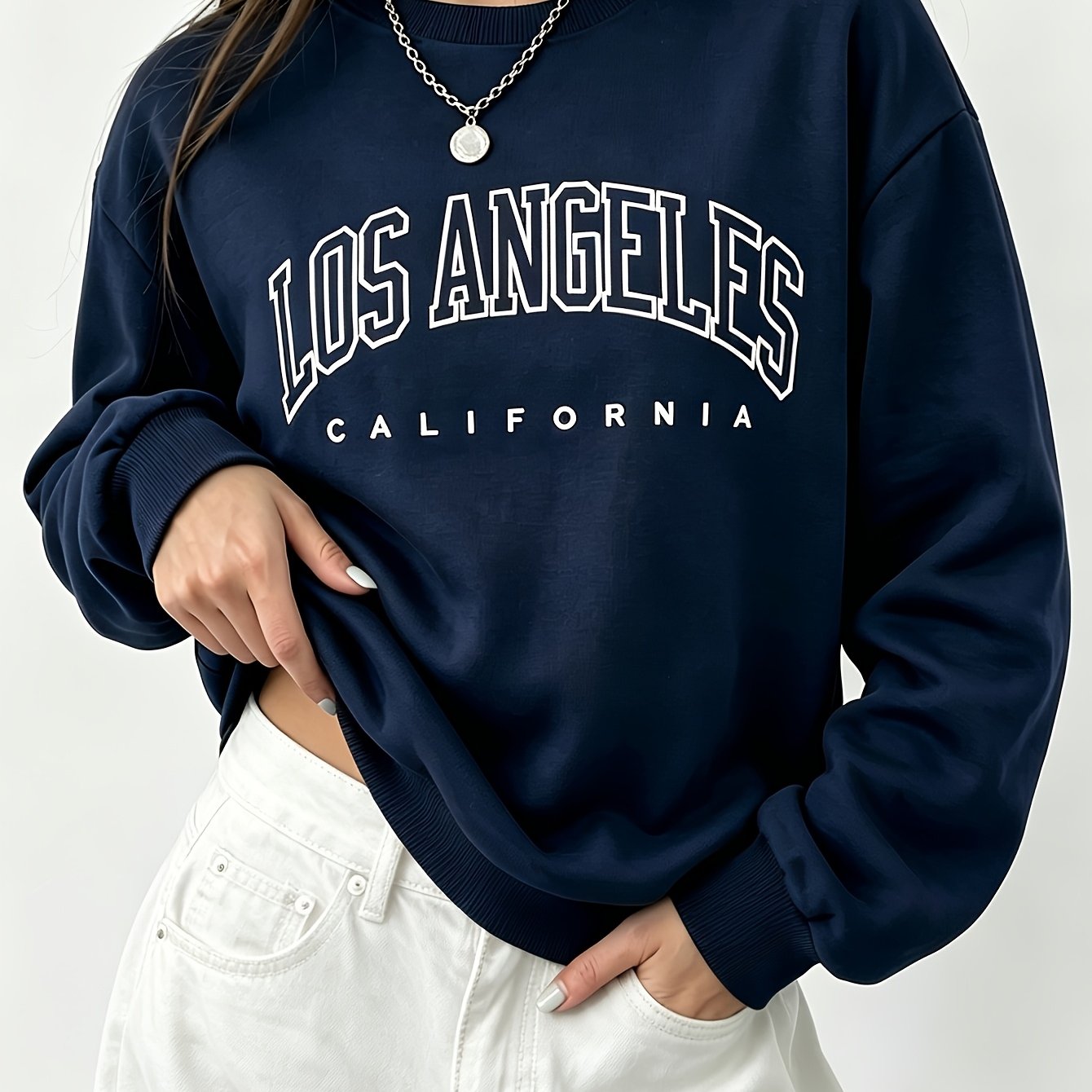 TEMU Fashion Round Neck Hoodless Long-sleeved Sweater Loose Letter Printing Is Suitable For Daily And Internal Wear.