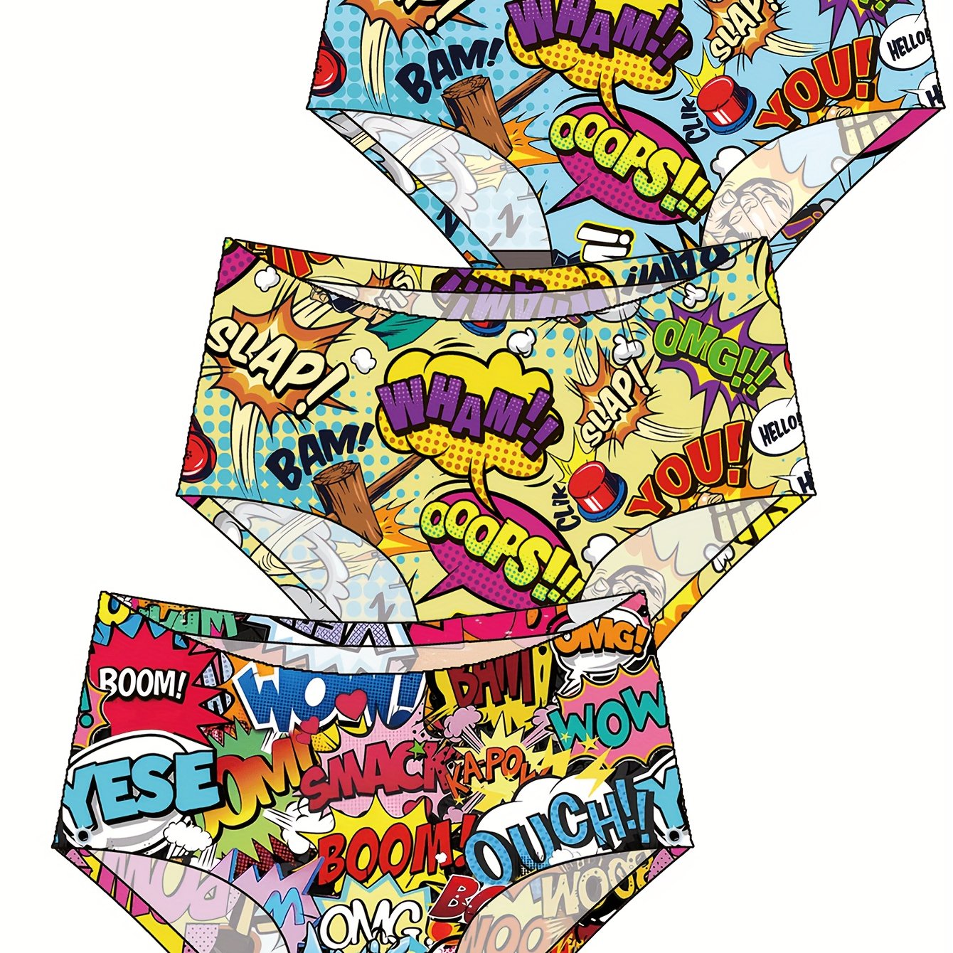 E-shop 3er-Pack Zufällige Buchstaben Niedliche Cartoon Digitaldruck Eisband Elastische Bequeme Ganzjahres-Slips Atmungsaktive Damen Dreieck Unterwäsche