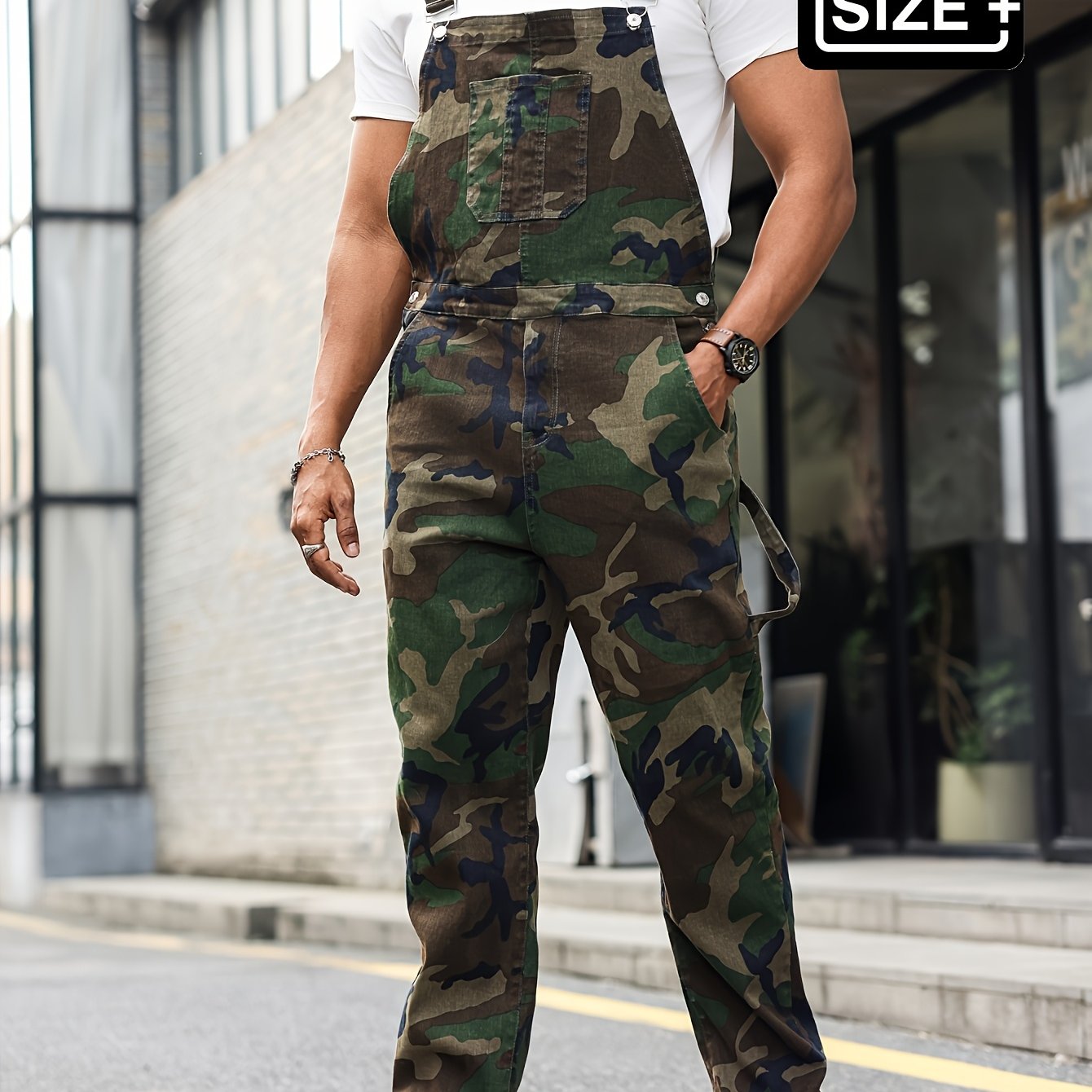 Plus Size Men's Denim Bib Overalls