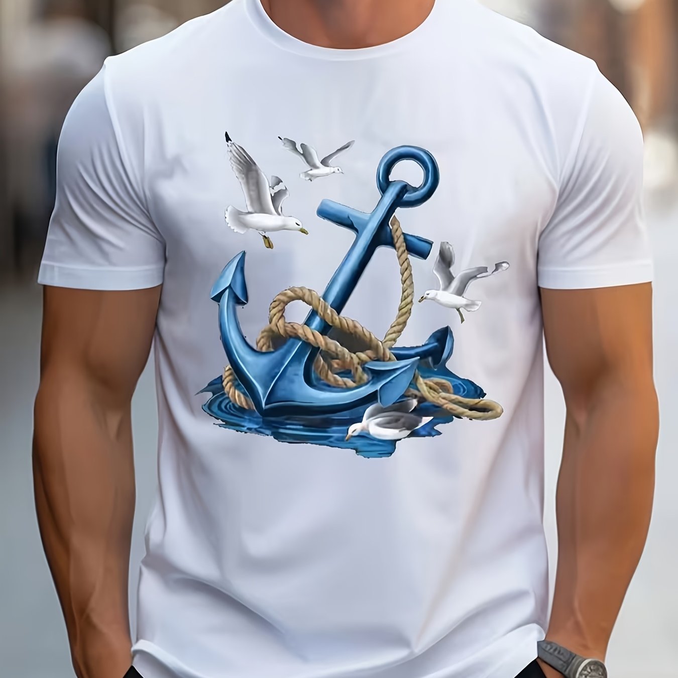 TEMU T-shirt tendance à manches courtes et imprimé pour homme, t-shirt de sport décontracté confortable avec une légère élasticité pour l'extérieur