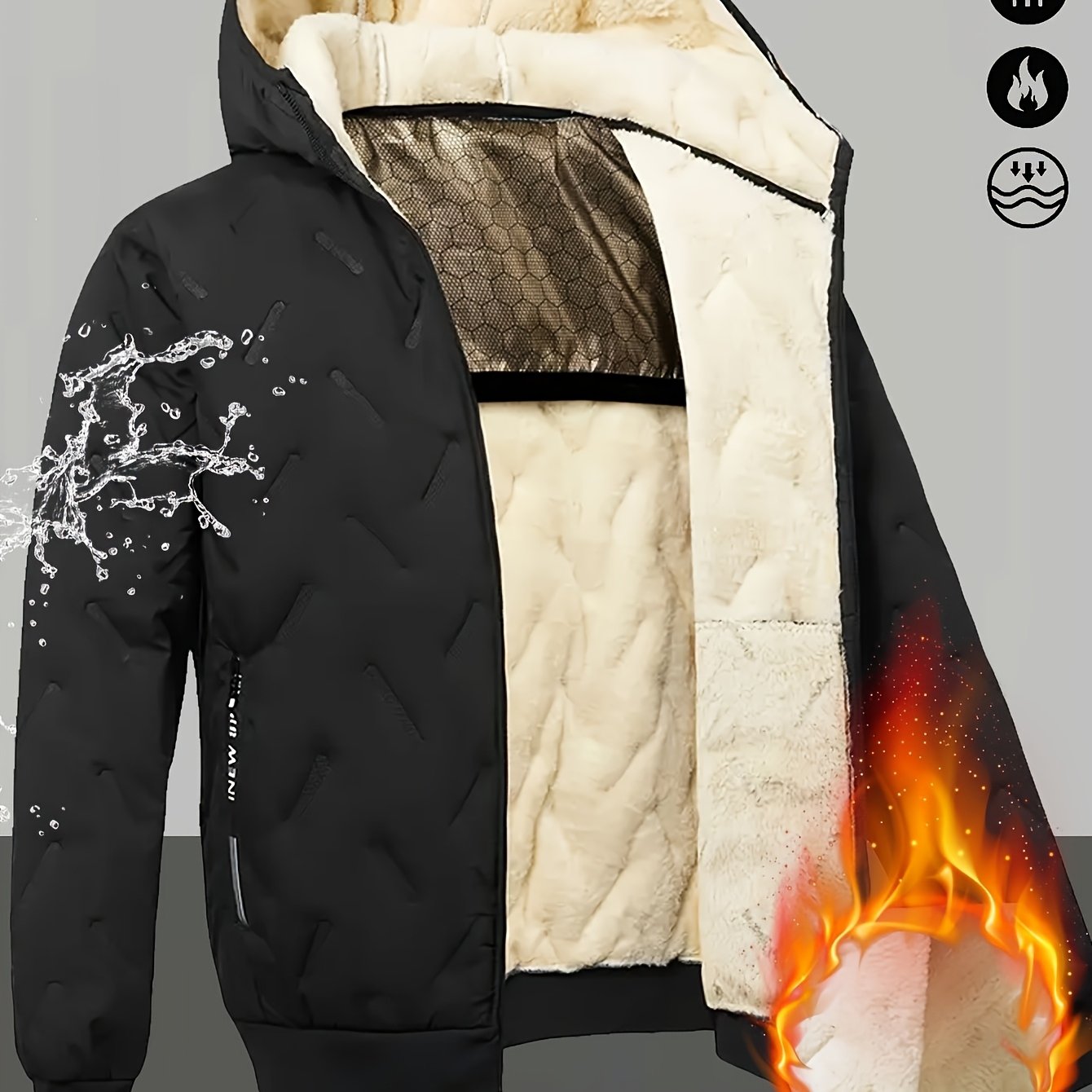 : Men's Jacket, Suitable For Solid Color Casual Rock Climbing And Mountaineering, With Detailed Pockets, Zipper, Drawstring Hood, And Front Open