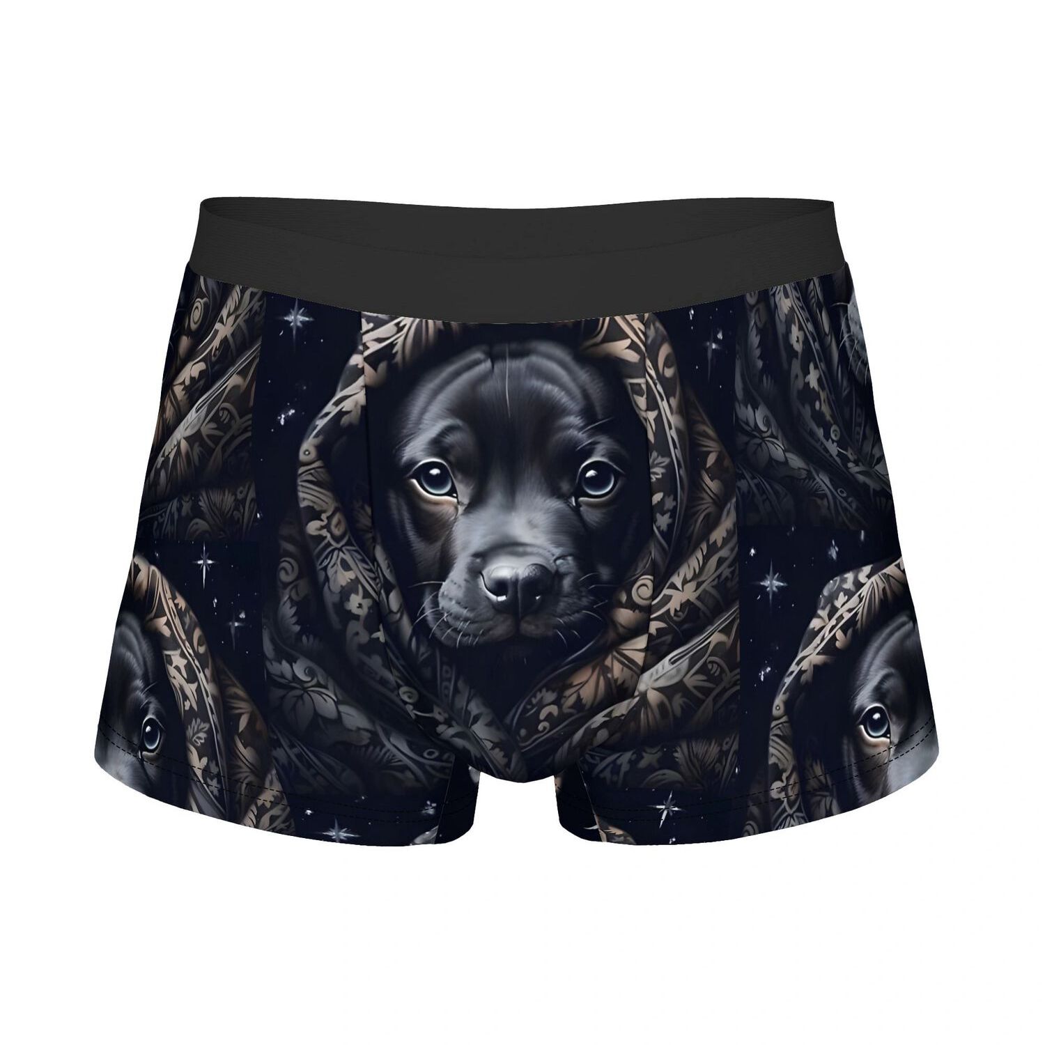 TEMU Men's Dog Print Boxer Briefs - Non-sheer Polyester Underwear Shorts With Random Patterns, Suitable For Casual Wear & Themed Outfits, Hand