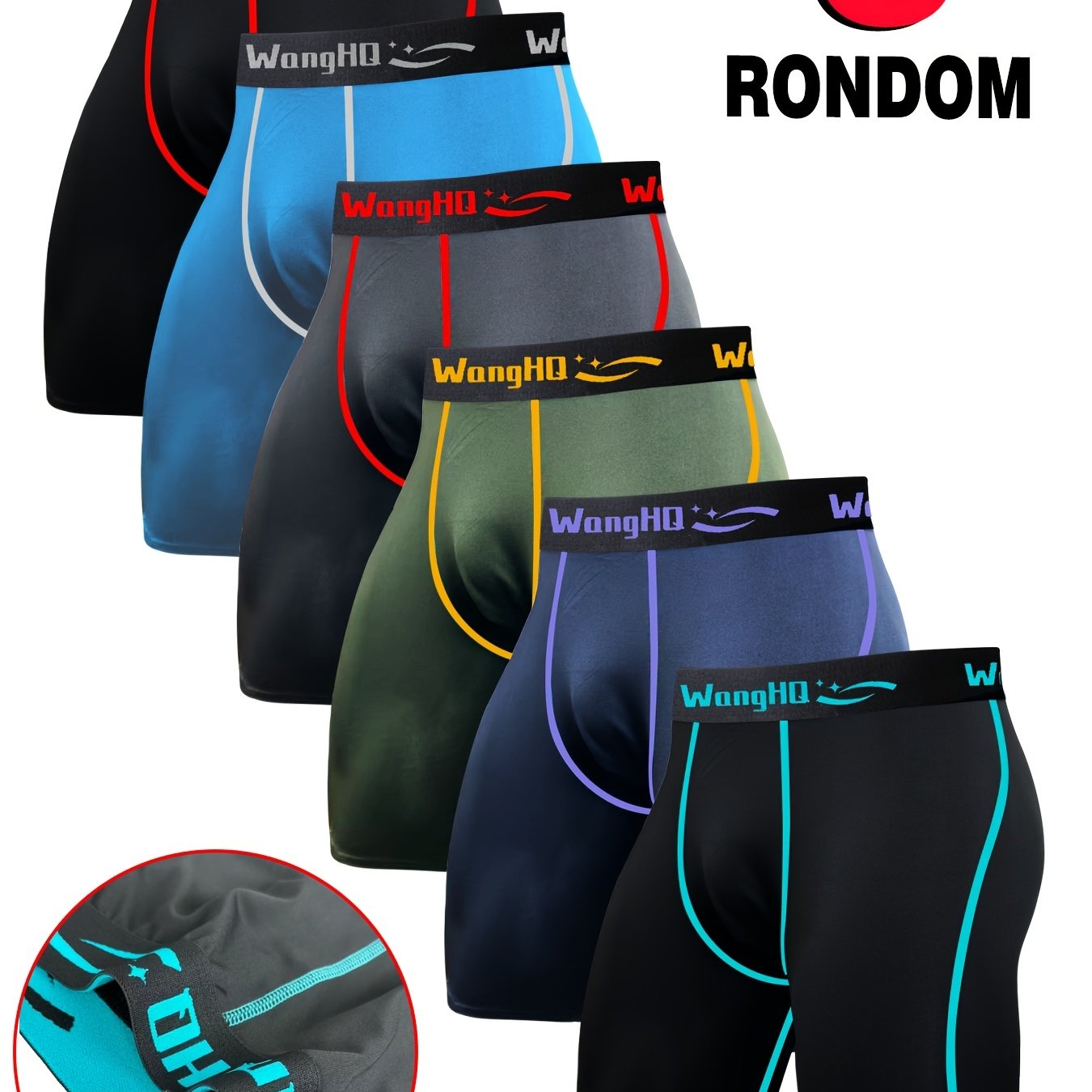 TEMU 5pcs Set Of Plus-size Men's Long-leg Boxer Briefs With Fashionable Color-. Casual Outdoor Long Underwear Are Breathable, Comfortable, And Soft,