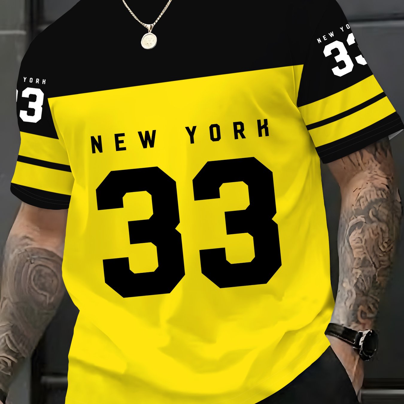 TEMU T-shirt de sport décontracté pour homme avec imprimé motif numéro 33