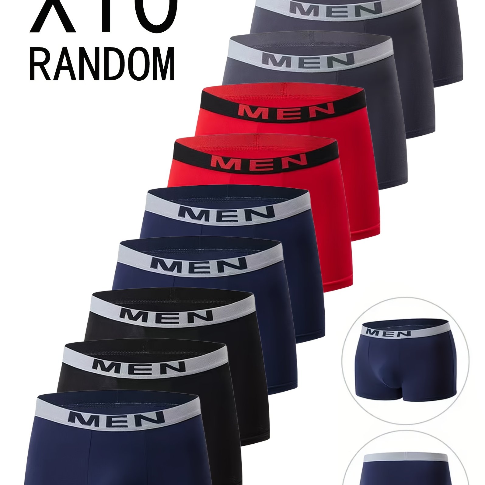 E-shop 10er-Pack Herren Boxershorts in Unifarben, Bequeme Atmungsaktive Stretch-Trunks, für Sport oder Freizeit zu Hause