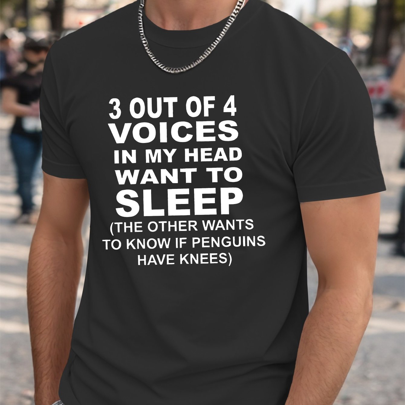 TEMU Men's Plus Size T-shirt - Casual Tee With Humorous Penguin Quote, Short Sleeve, Summer Style, Casual Summer Wear | Plus Size, Plus Size