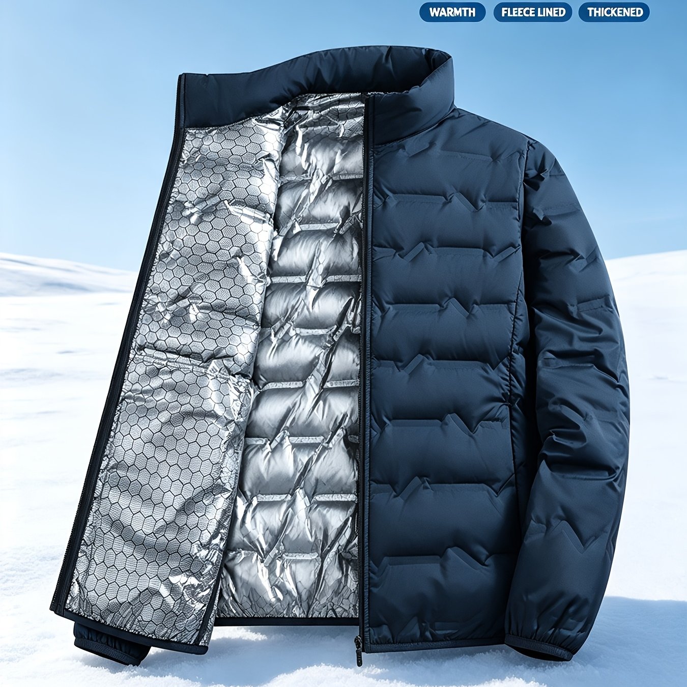 TEMU Men's Graphene Material Warm Casual Stand Collar Winter Loose-fit New Cold-proof Thermal Outerwear Jacket