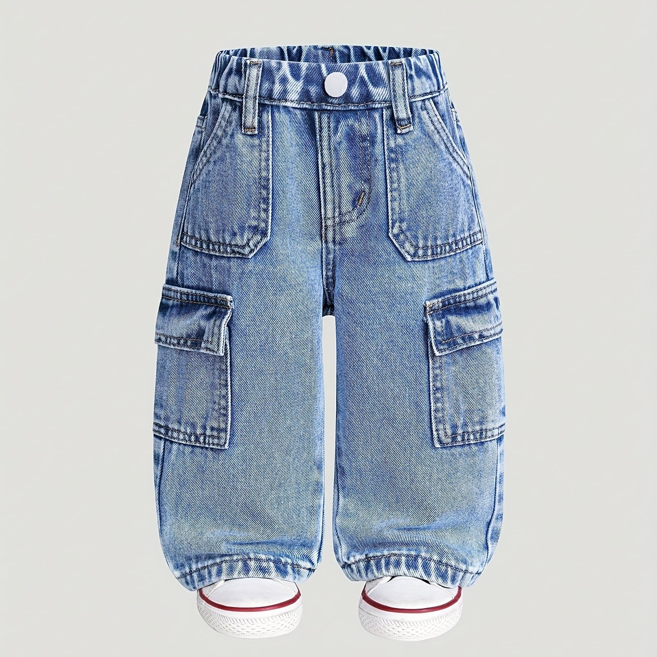 Trendy ' Blue Denim Multi-pocket Cargo Pants | Casual & Versatile
