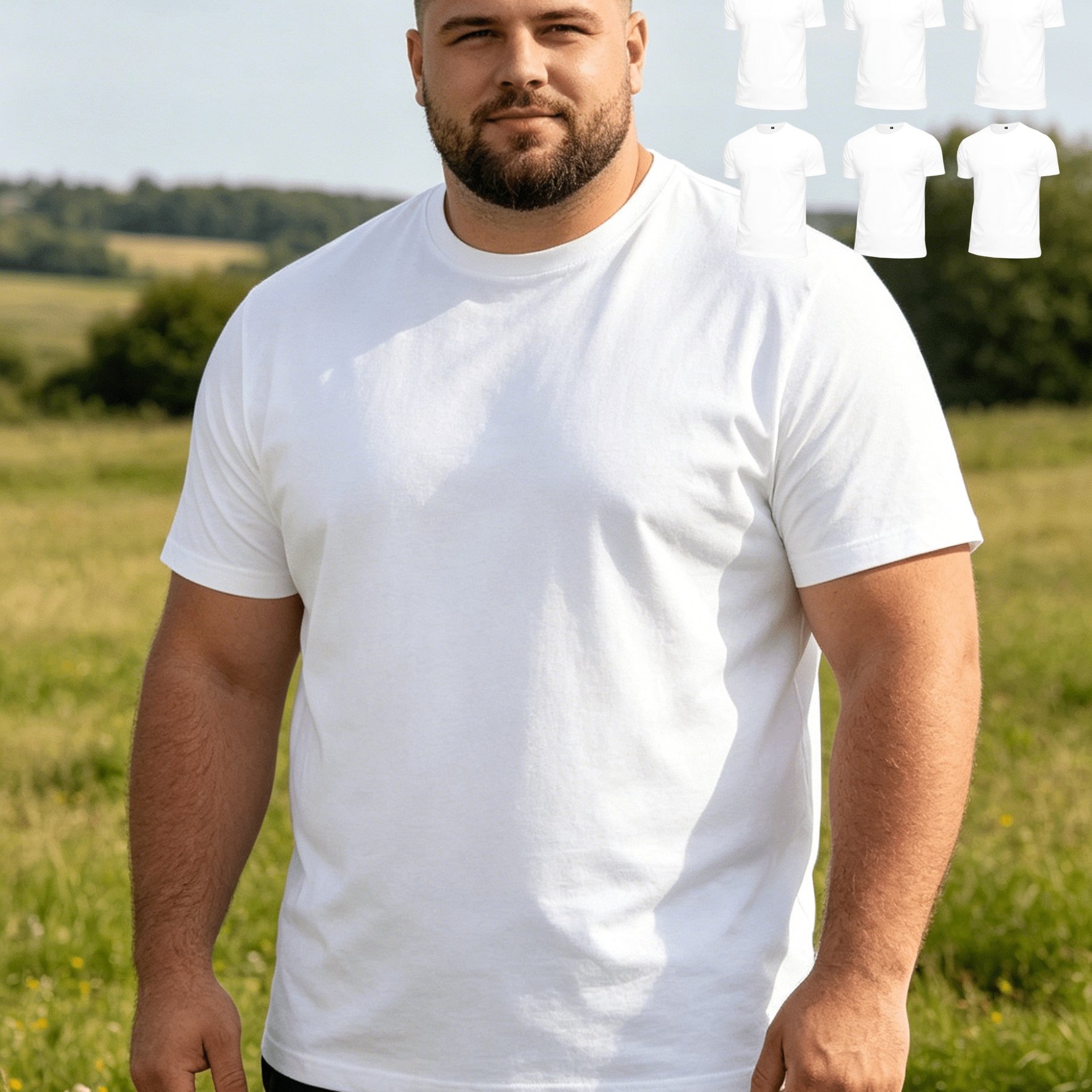 Image of 6pcs Men's Plus Size Sports Short-sleeve T-shirts, Casual, Skin-friendly, Breathable Night Running Short-sleeve Tees, Plus Size
