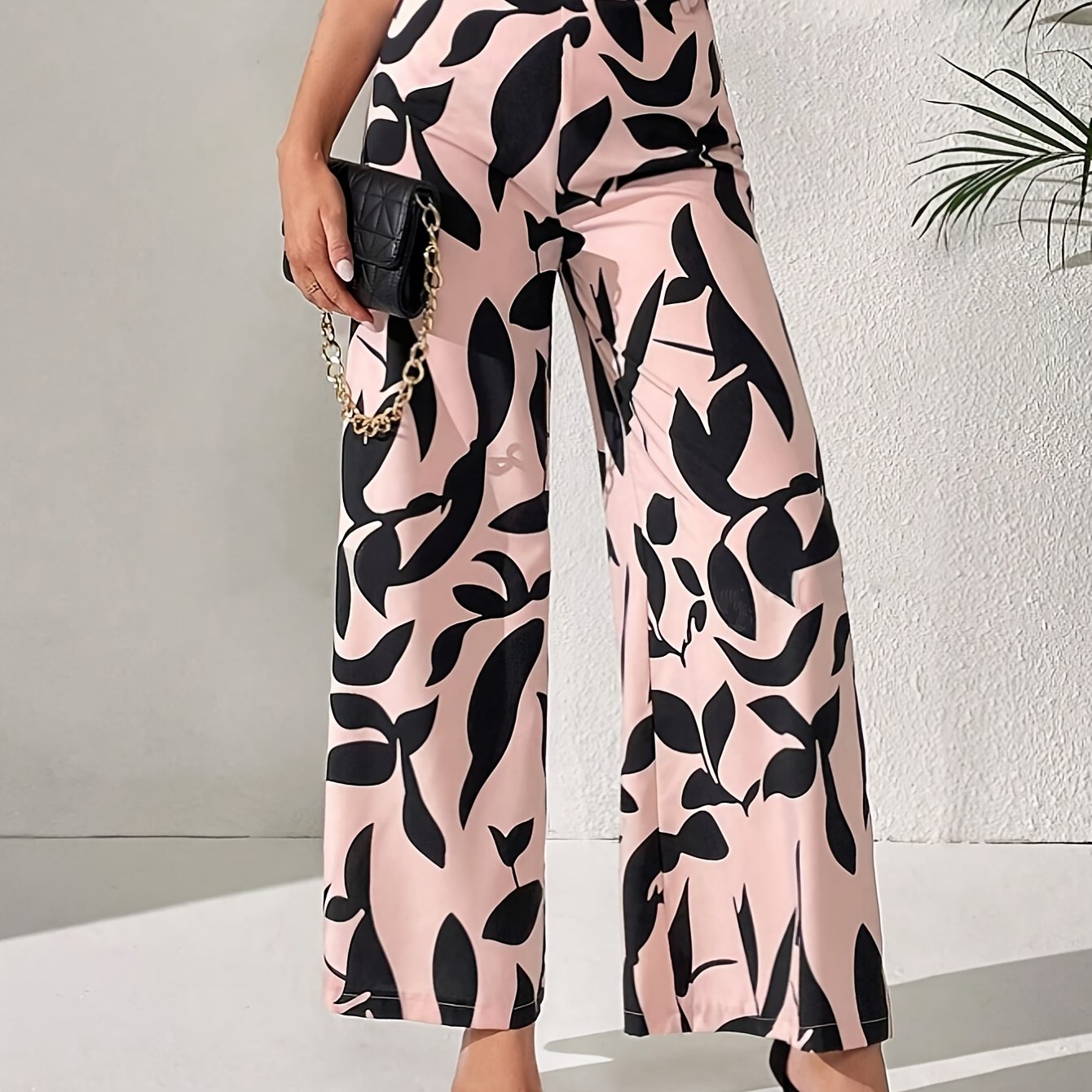 E-shop Modische, vielseitige Damenhose mit hoher Taille, Weitbein Aufdruck