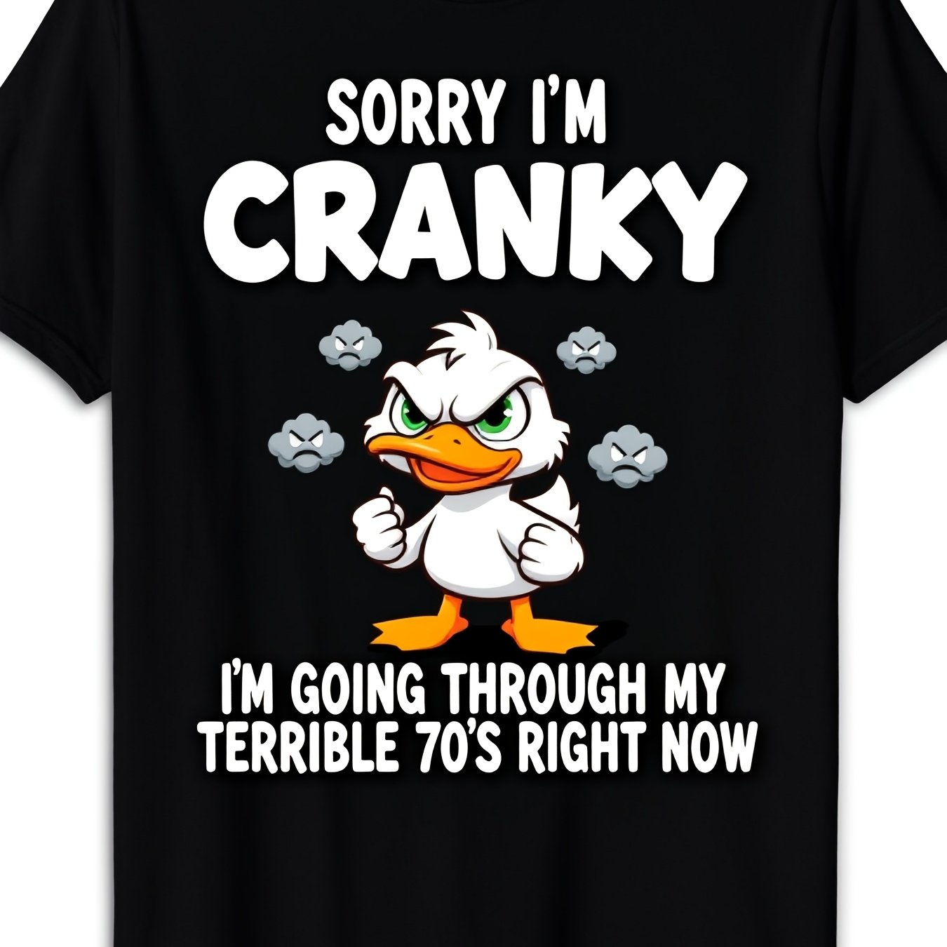 TEMU 1pc Funny Tshirt For Men Unisex Vintage 70s Duck 70' Lyrics Slogan (sorry I'm Through My 70's) Oversized Unisex Tee Sxxxl Casual Unisexretro