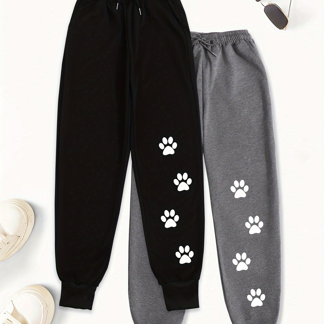 Image of 2pcs Cartoon Graphic Print Pants, Casual Drawstring Waist Jogger Pants, Women's Clothing