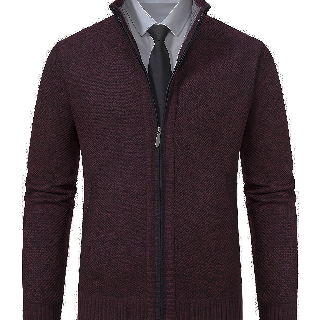 TEMU 1 stuks heren gebreide jack met opstaande kraag voor de herfst en winter, warme gebreide trui voor de herfst- en winterseizoen, casual V-hals