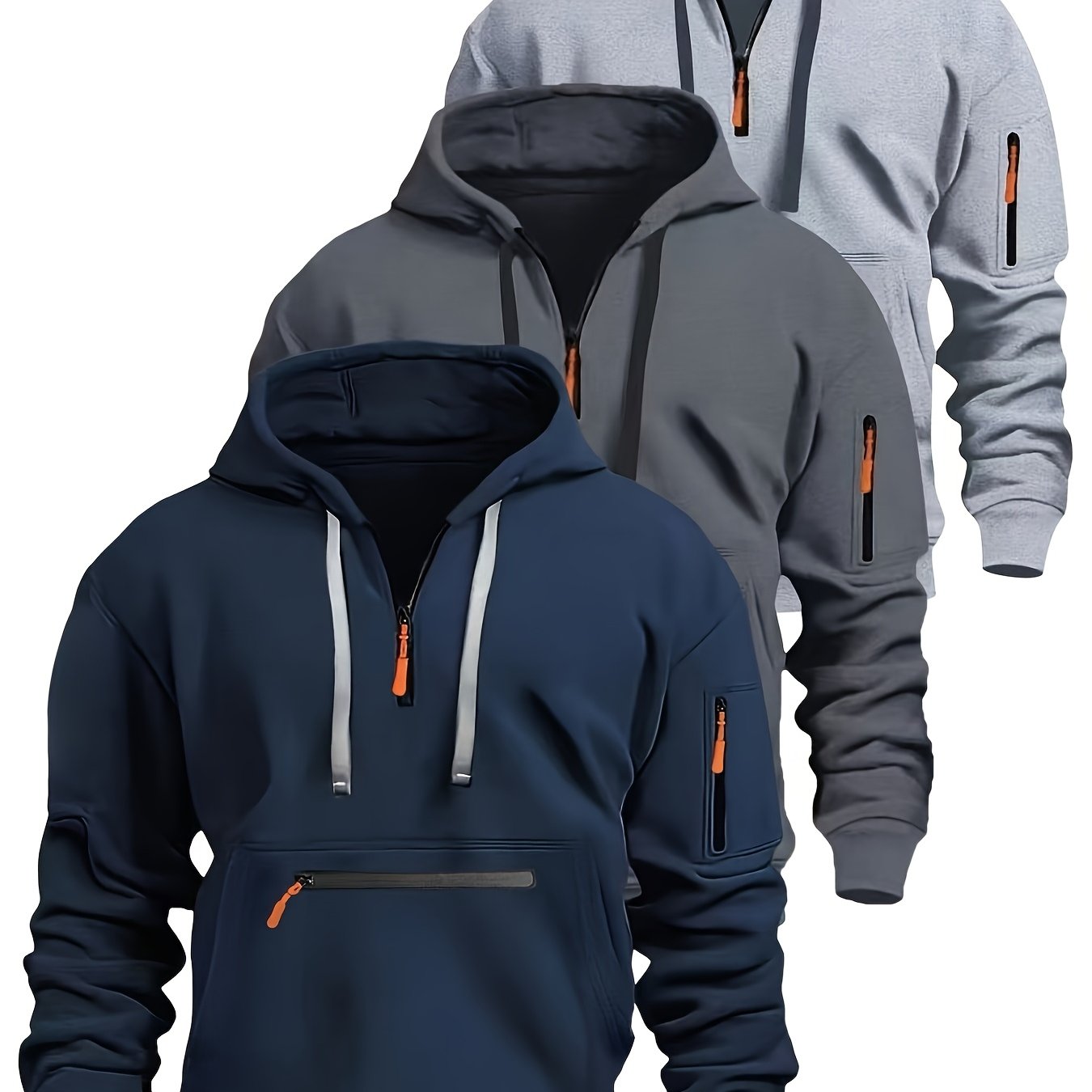 TEMU 3 Pezzi Felpe con Cappuccio Lunga Colori per Outdoor