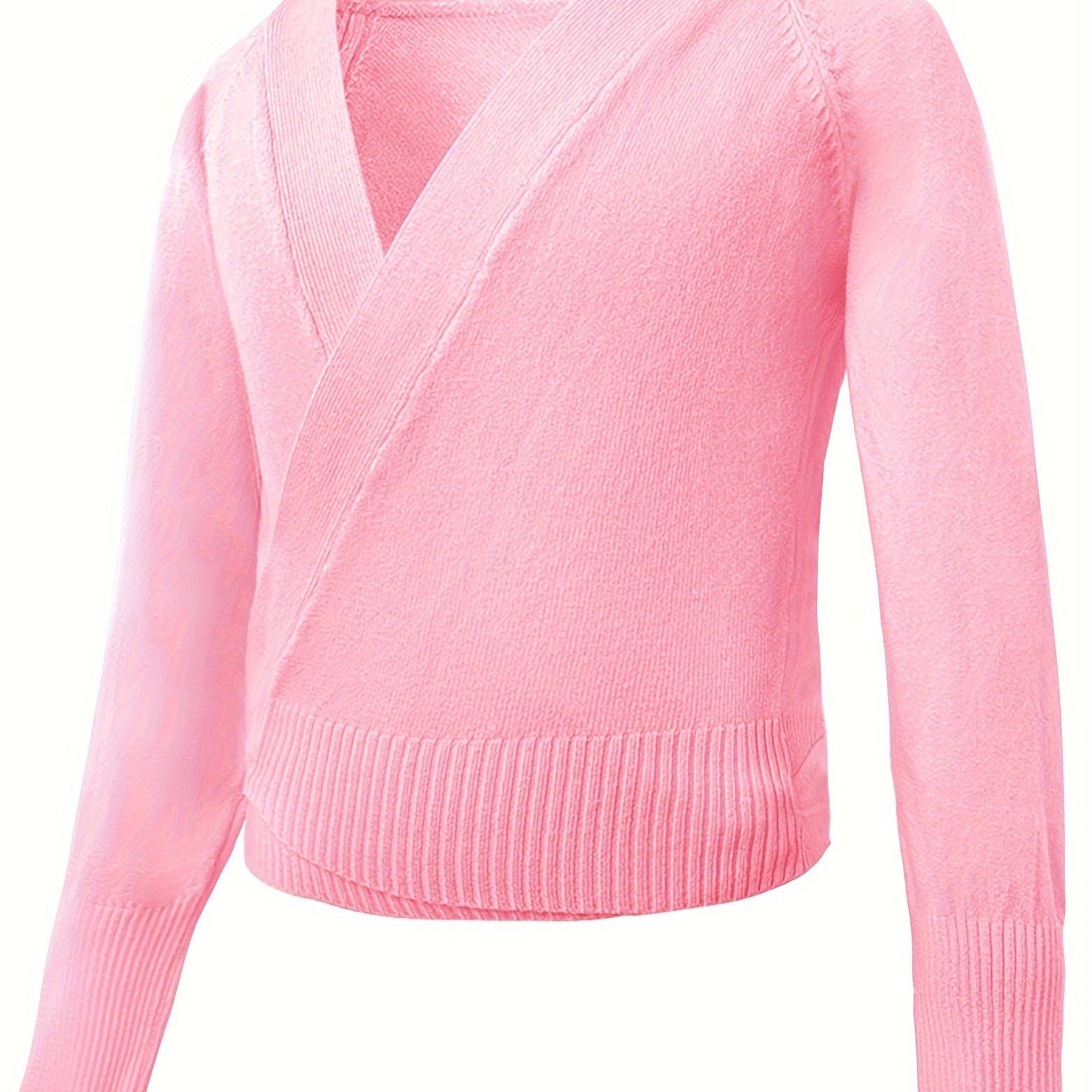 Girls Kids Ballet Wrap Sweater Dance Top Warm Up Coat Gymnastic Long Sleeve Overall For Leotards