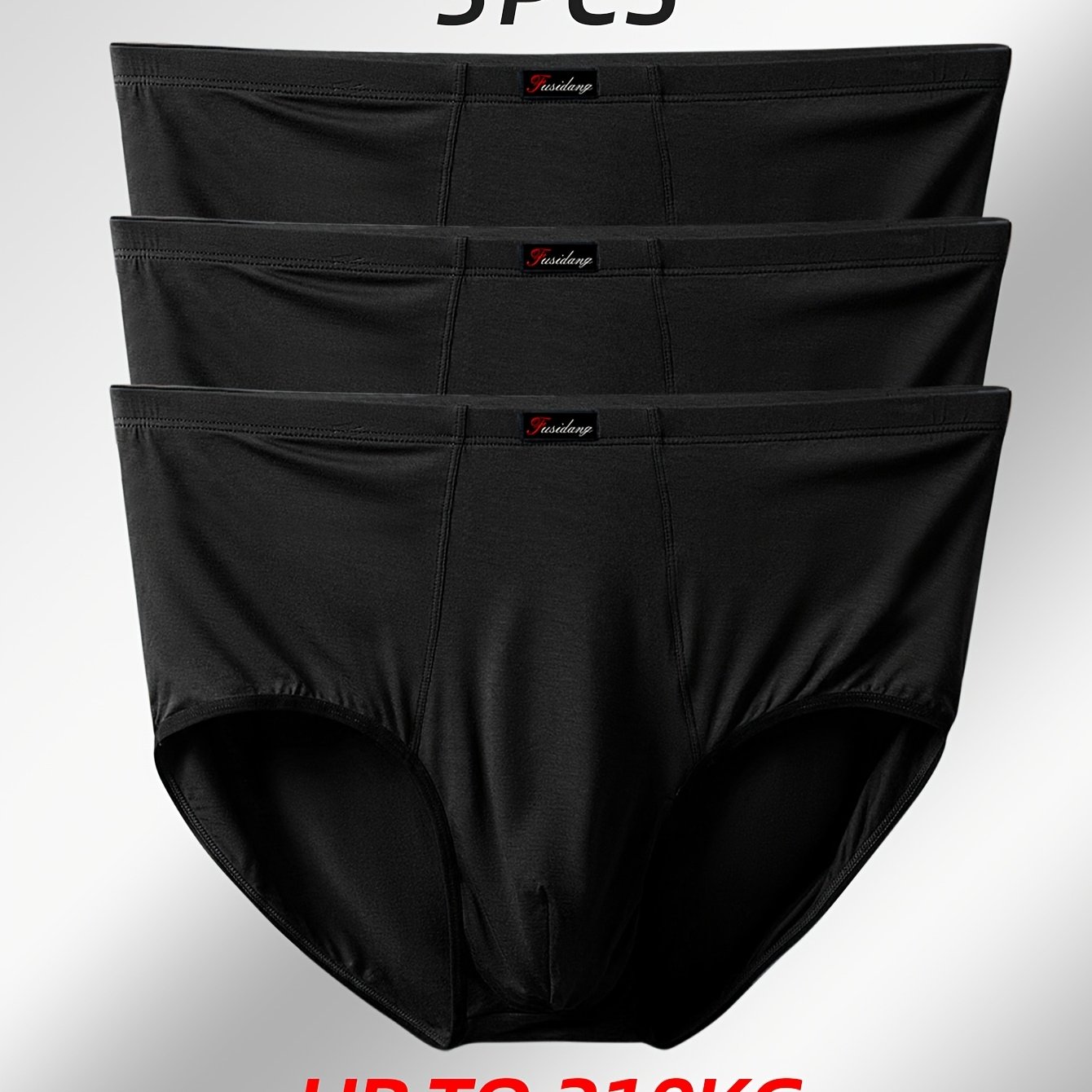 3pcs High-waisted Men's Boxer Briefs, Plus Size Big & Tall Breathable Underwear For Chubby Guys, Extra Large 460, Plus Size