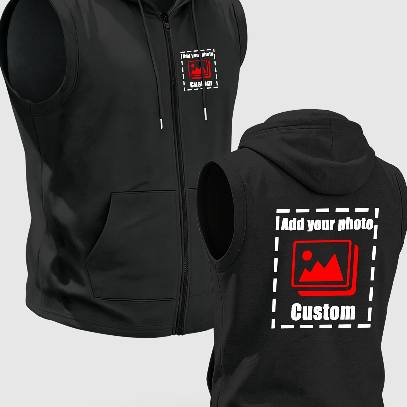 TEMU [Article personnalisé] Gilet de sport zippé, gilet de fitness à capuche, gilet de sport à capuche multi-imprimé, cadeau d'anniversaire pour
