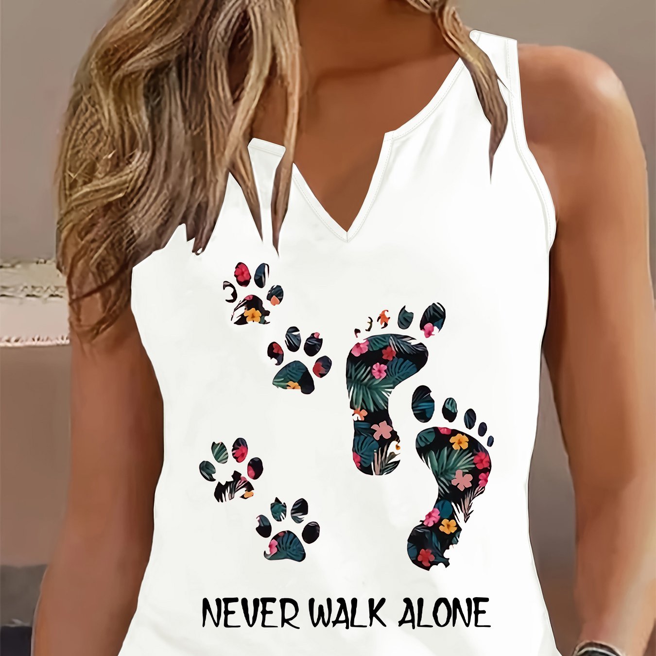 TEMU Graphic Print Tank Top, Sleeveless Casual Top For Summer & Spring, Women's Clothing