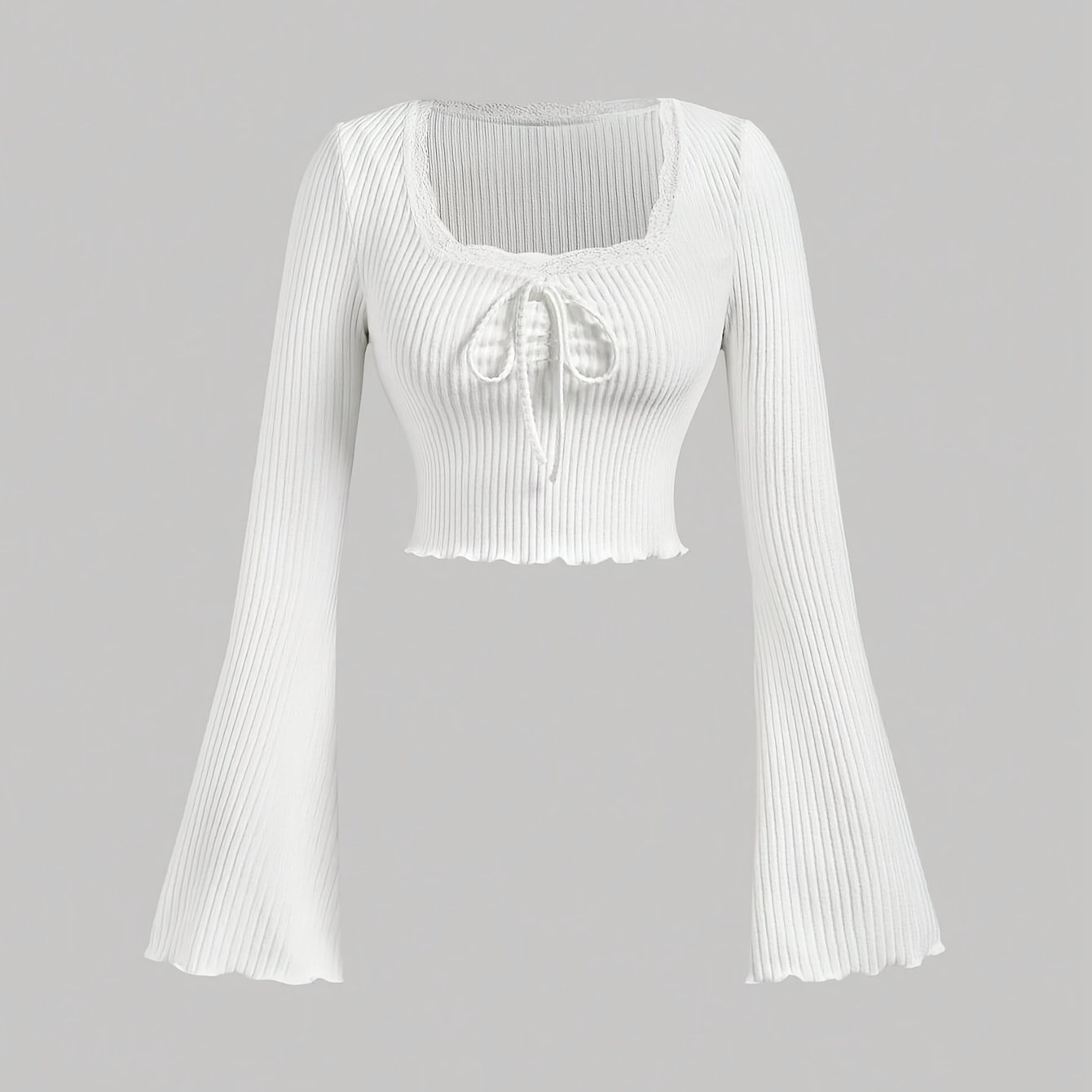 Image of Targeted Women' Square Neck Bell Sleeve T-shirt, Autumn Clothing, Halloween T-shirt, Cruise Women's Clothing, Women's Homewear