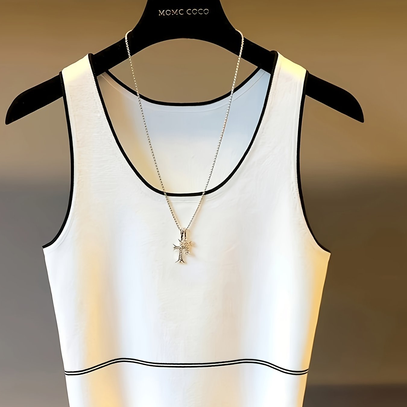 Image of European Style Summer Outerwear Camisole For Women, Short Fashionable New Striped Top For Layering, Fabric