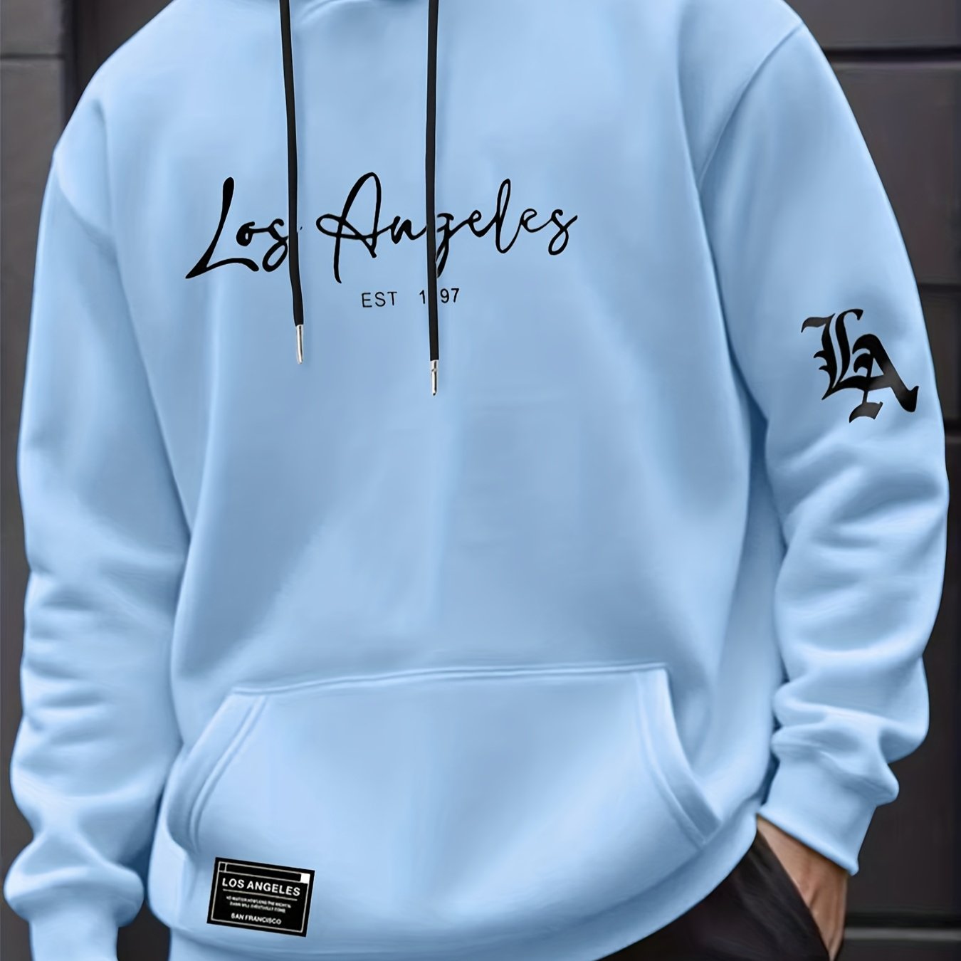 TEMU Men's Autumn/winter Letter Print Pattern -lined Hooded Sweatshirt, Versatile Sporty Casual Loose Fit Hoodie