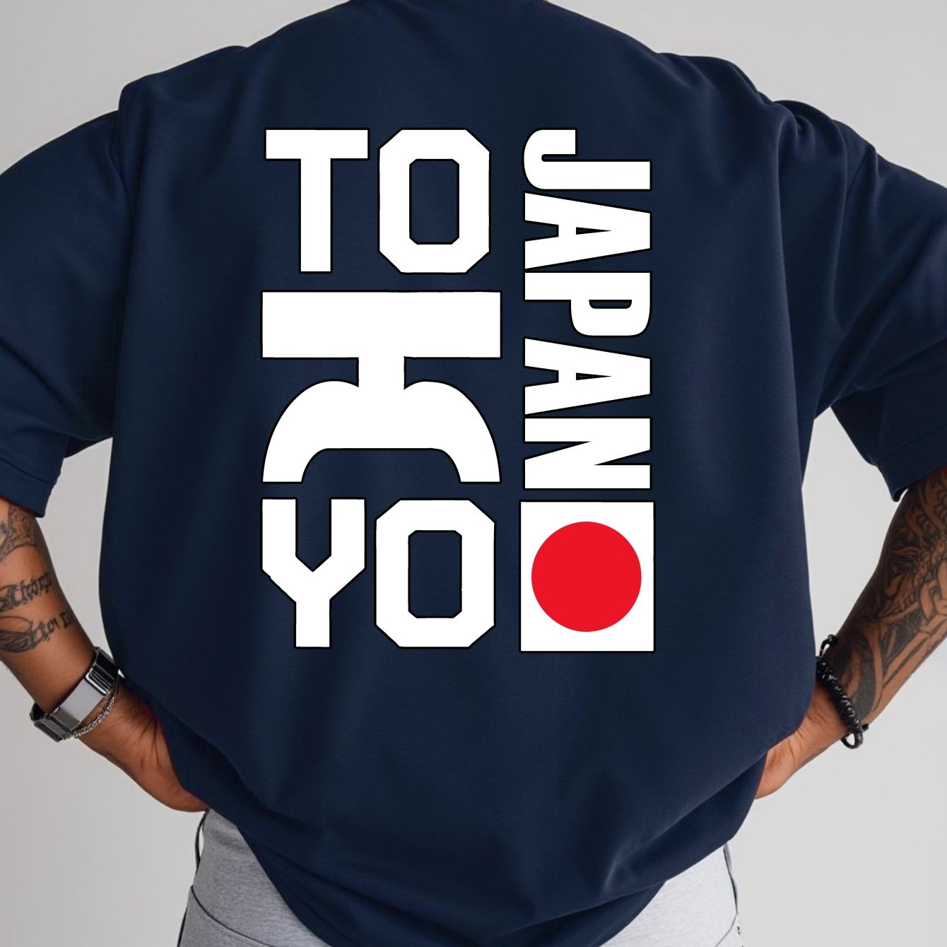 TEMU Tee-shirt à manches courtes 0302 XH JAPAN TOKYO, mode américaine, grande taille, imprimé, haut décontracté polyvalent à col rond pour printemps