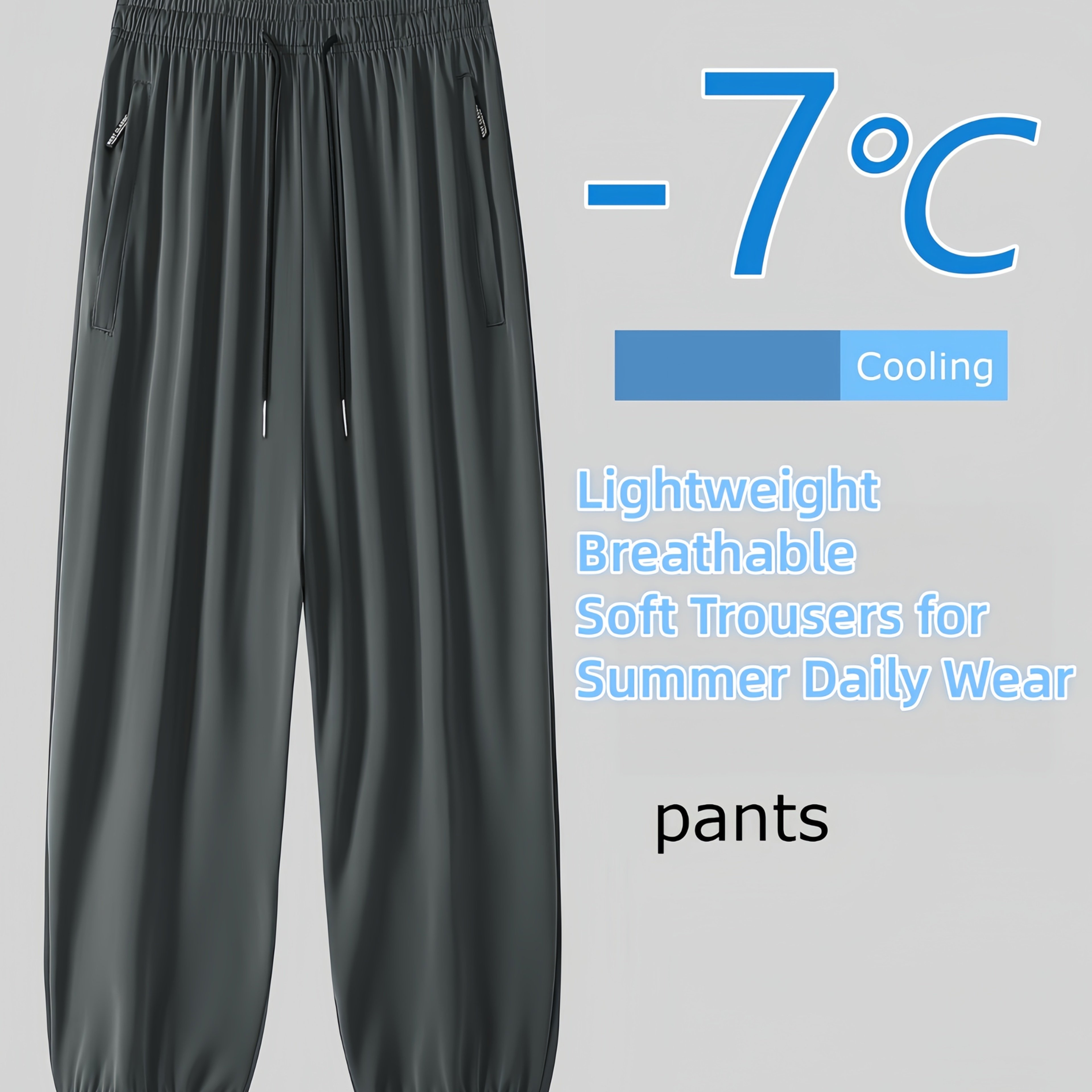 TEMU [ Obm] Tapered Hidden Zipper Quick-dry Men's Long Pants, High-stretch Outdoor Athletic Trousers With Drawstring Elastic Men's Pants, , Straight