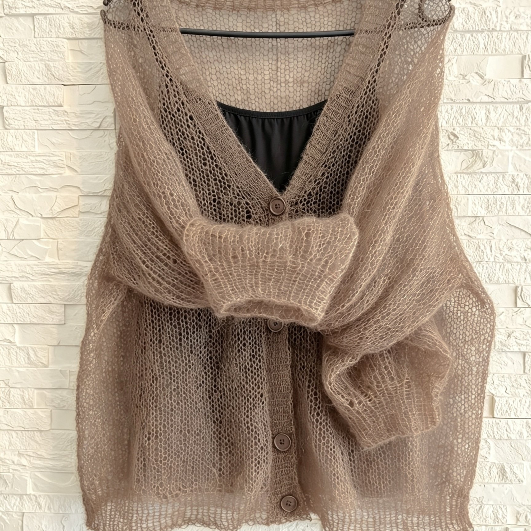 TEMU Women's V-neck Thin Cardigan, A Single-piece Lazy-style Single-breasted Outerwear. Designed For And Removal, This Versatile Hollow-out Piece
