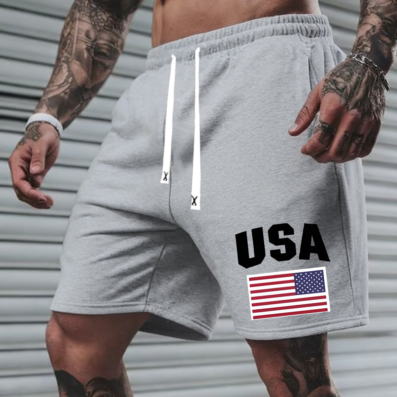 TEMU Men's Summer Casual Sports Shorts Featuring The Usa , Perfect For Summer Activities, Gym Workouts, Outdoor Sports, And Stylish Beachwear