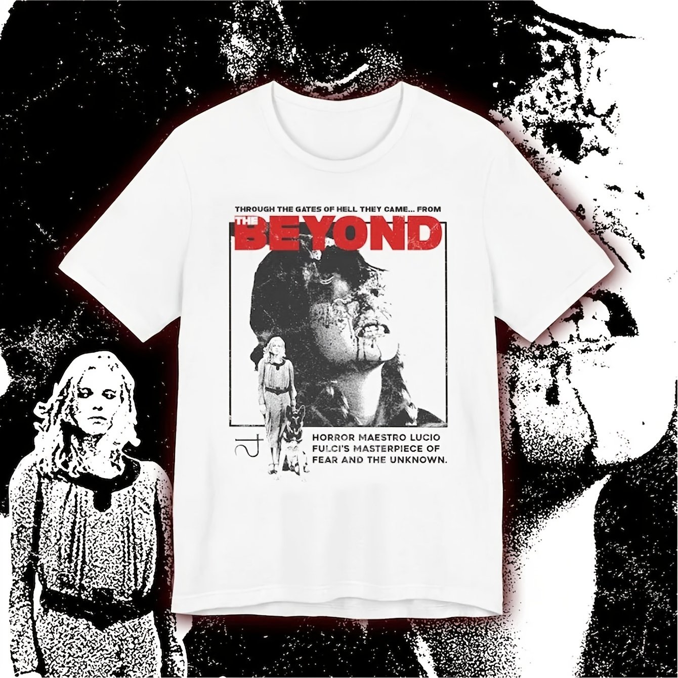 Fulci T-shirt - Iconic Film Print, Casual Round Neck Tee Suitable For , Machine Washable, Retro Horror For Outdoor & Casual Attire, Themed Apparel For Fans Of Cinema