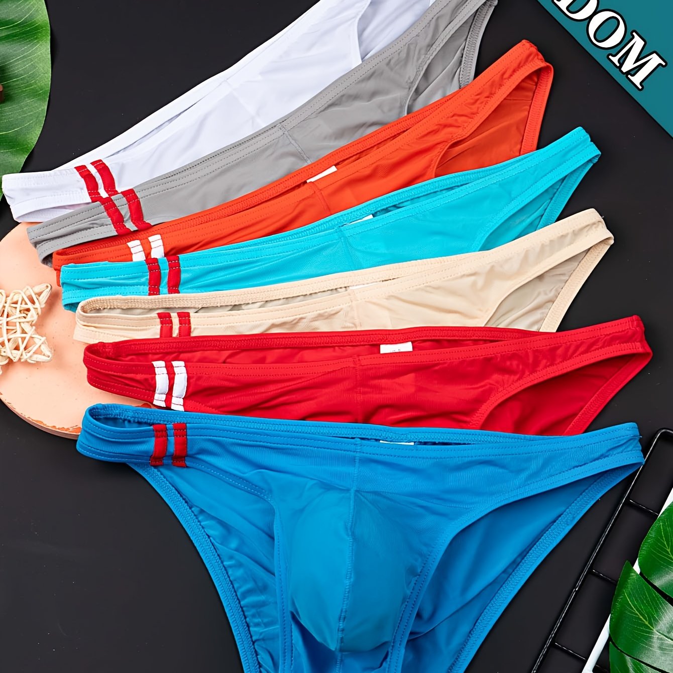 Image of 5pcs Random Colors Men's Cool & Smooth Triangle Briefs, Men' Color Breathable Comfortable Soft Triangle Briefs, Men's U-stretch Fitted Triangle Briefs, Men's New Summer Casual Triangle Briefs