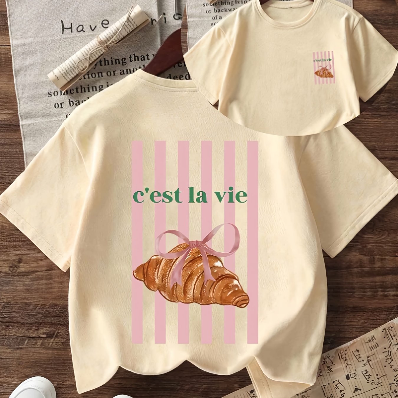 TEMU 1pc Girls' Short-sleeve T-shirt - 2026 Summer New Size Small To Large Trendy Niche Short-sleeve Top