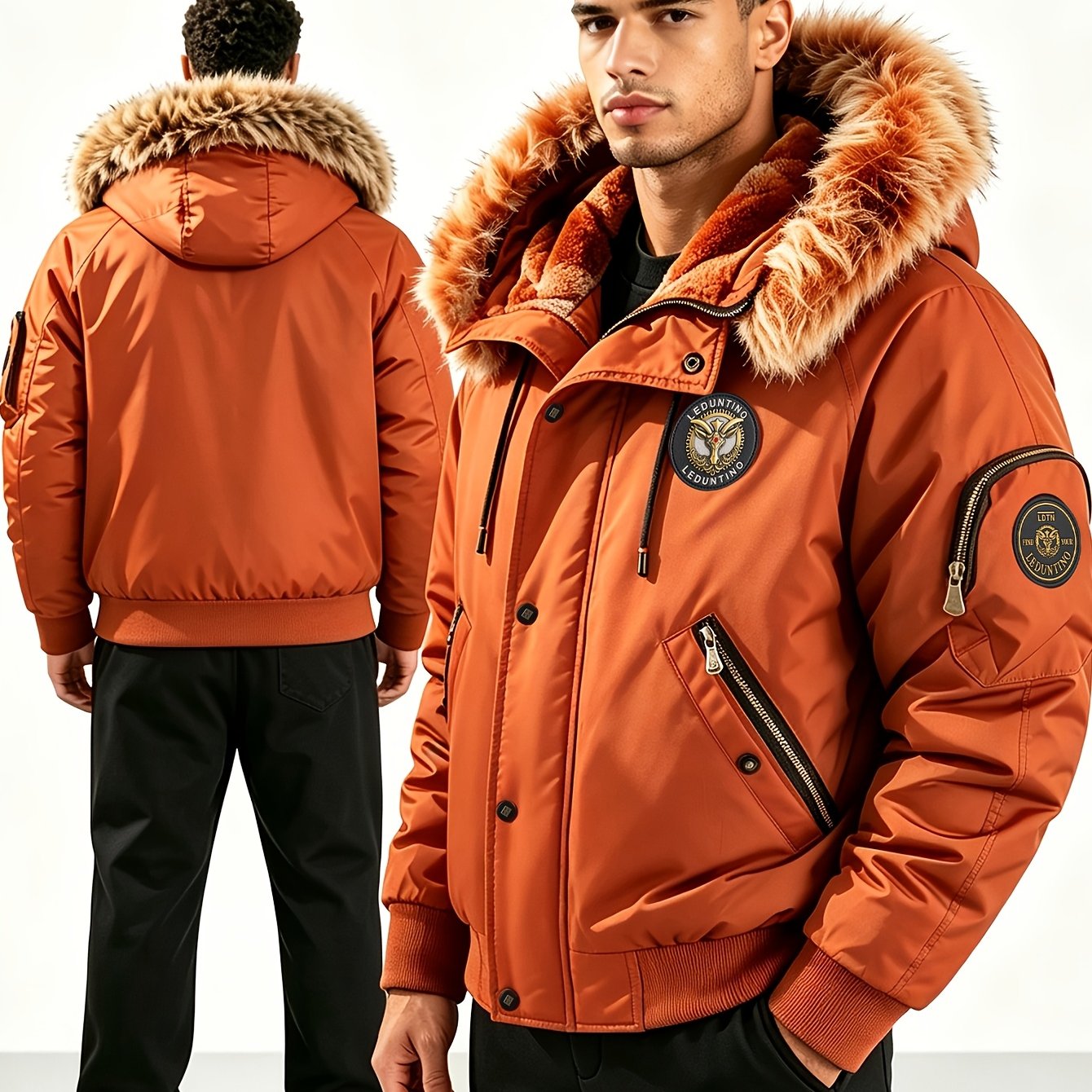 Men\u0027s Winter Hooded Jacket with Multi-Pocket ...