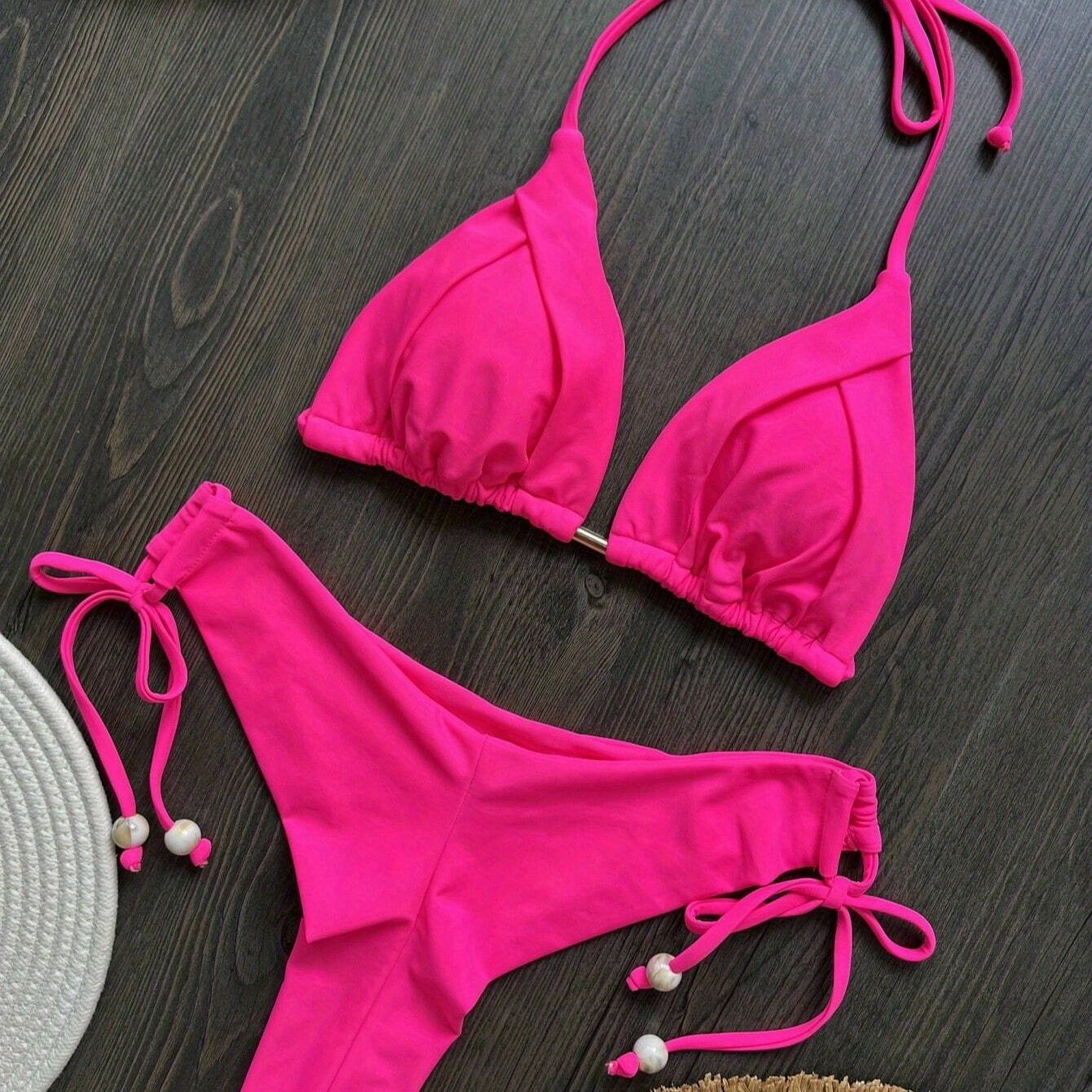 Senman Usmerjen Ženski Poletni Plažni Bikini v Enobarvnem Seksualnem Stilu