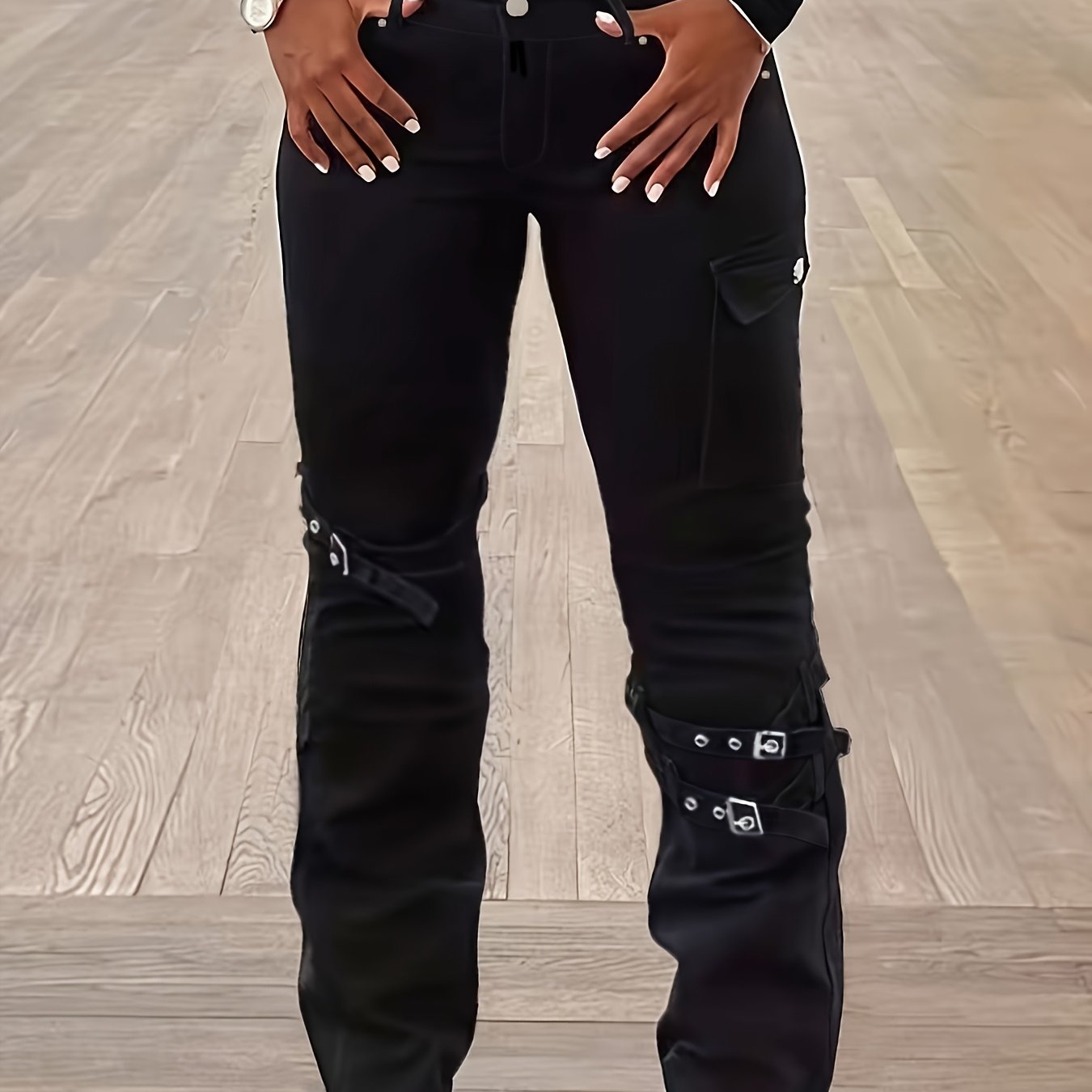 E-shop Slim-fit Low-rise Cargo-Hosen für Damen mit High--Banddesign, Gerade Bein Hosen