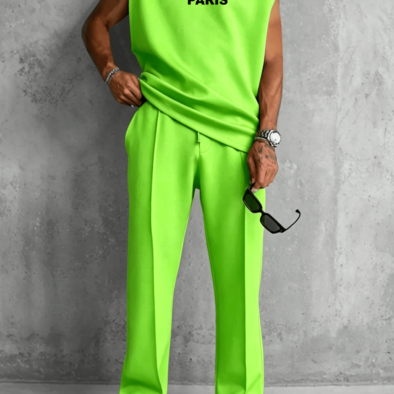 2pcs Set: Men's Casual Sportswear - Sleeveless Top And Drawstring Pants (multiple Colors )