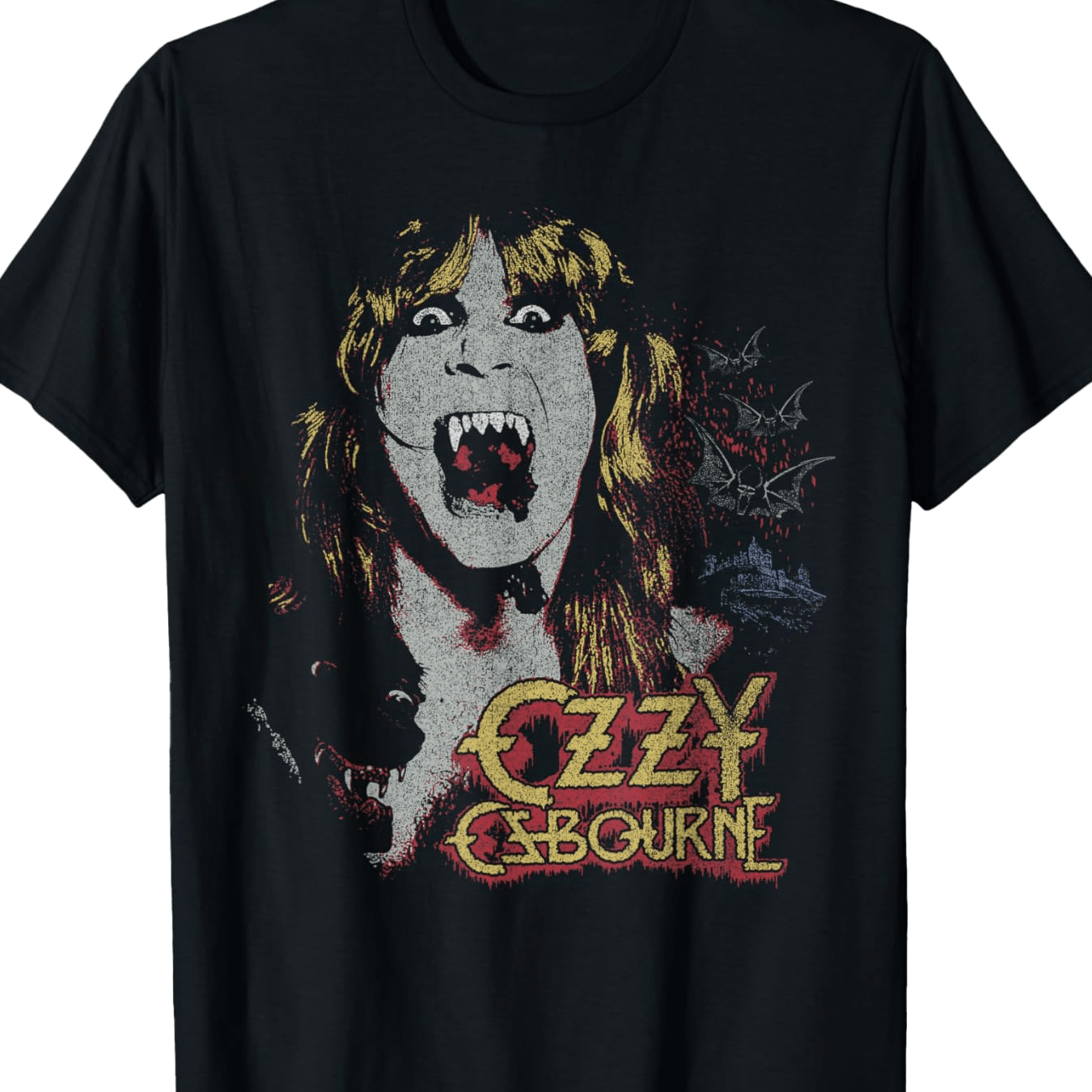TEMU 1pc Osbourne Of Vintage Graphic Tee, Men's Casual Cotton V-neck T-shirt With Printed Detail, Breathable Knit Fabric, , Ideal For Diy And Gifts