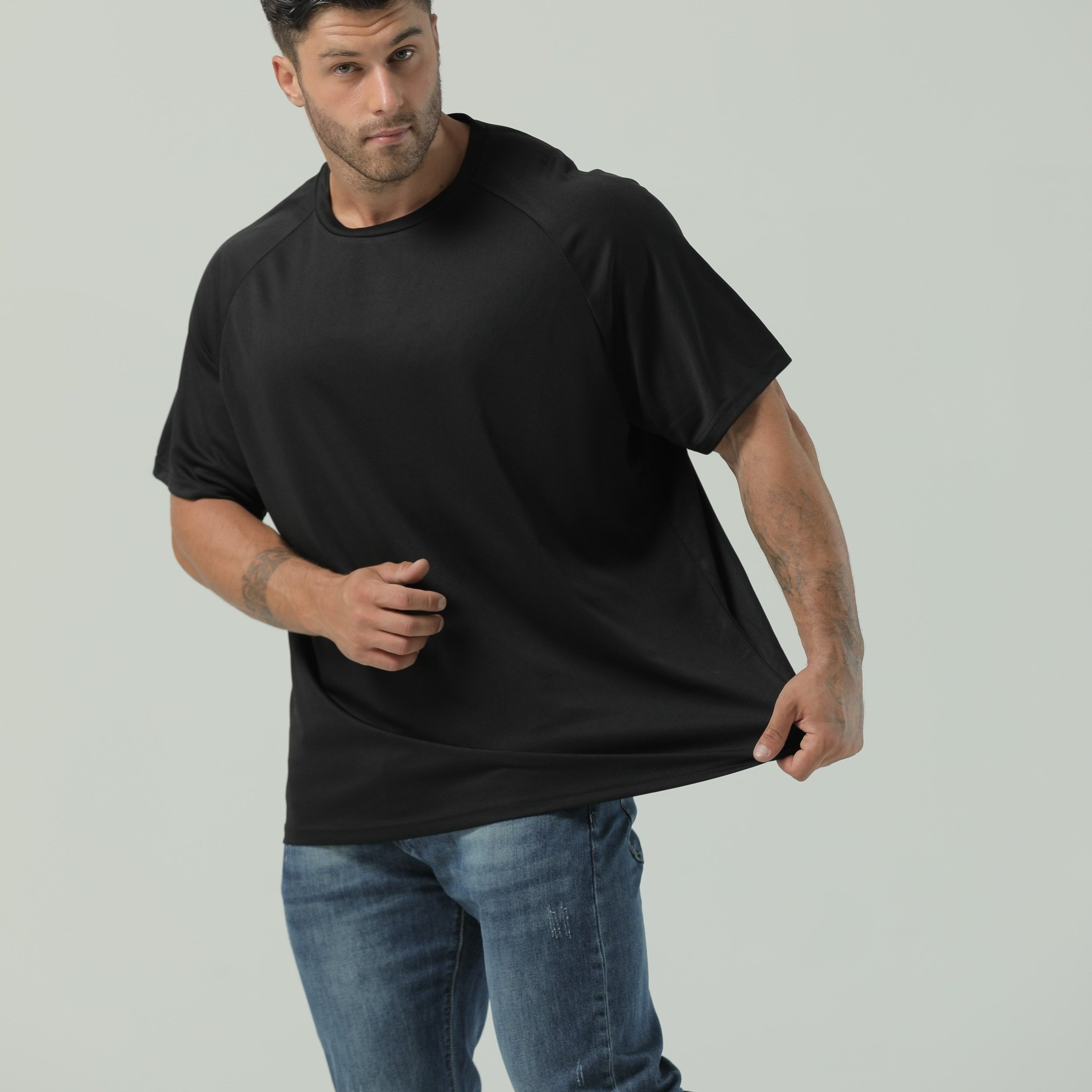 Image of Plus Size Men's Breathable Quick Dry T-shirt For Sports, Men's Clothing