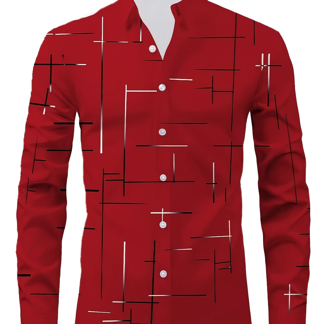 TEMU New European And Men's Fashion Long-sleeve Shirt With , Casual Dress Shirt