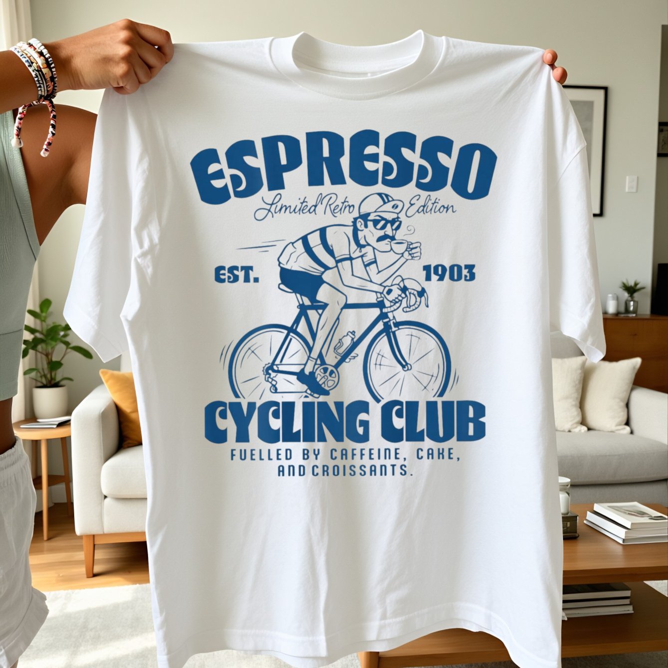 Men's Espresso Cycling Bike Coffee T-shirt - Casual Round Neck Tee Suitable For , Machine Washable, Fit For Cycling Enthusiasts & , Bike Rides & Casual Attire