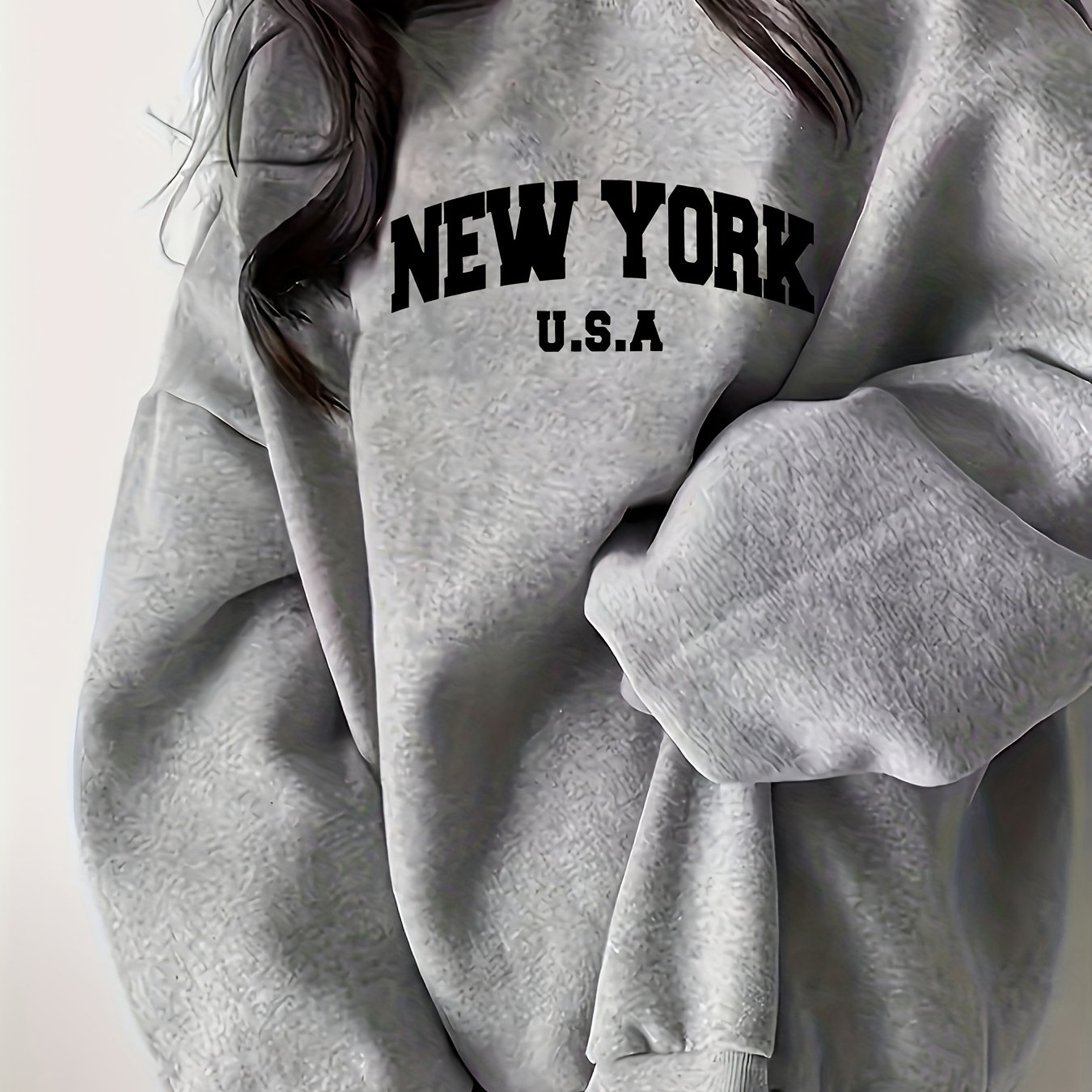 TEMU Premium Individual Print Sweatshirt Women's Niche Lazy Style Comfortable Breathable Top Loose