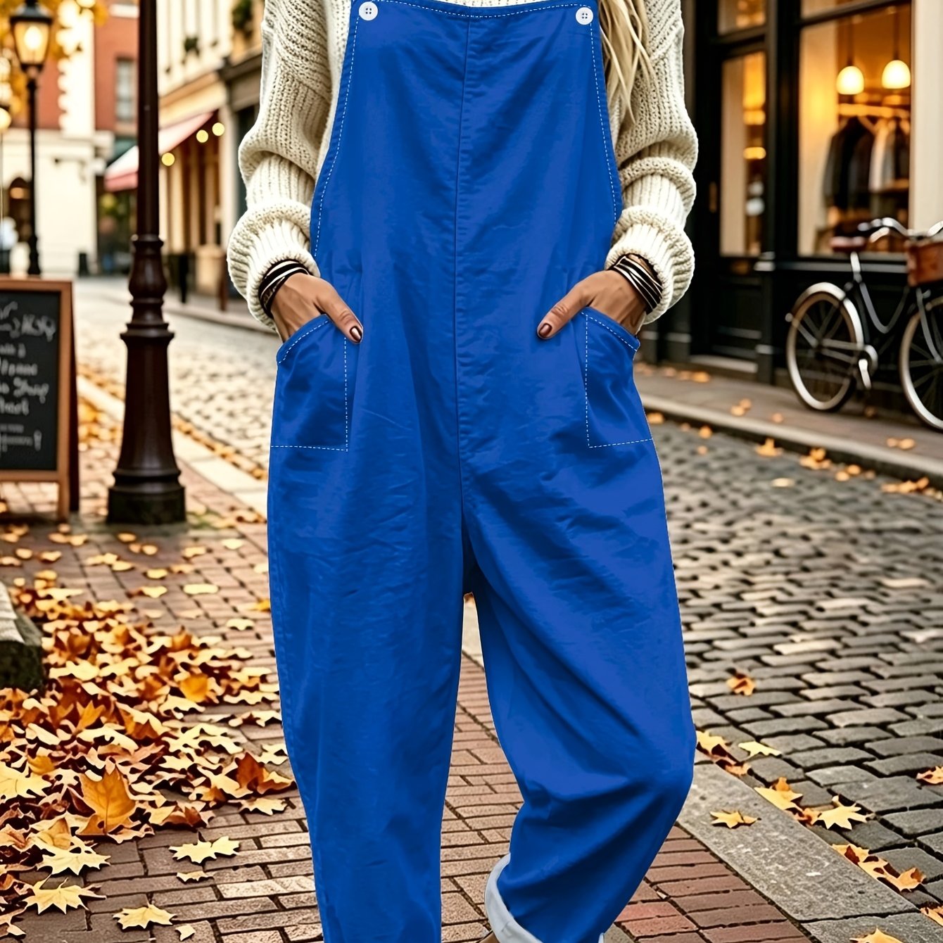 TEMU Autumn Easy Overalls For Women, Loose Fit, Layered With Sweater, Suitable For Commuting, Casual, And Cargo Styles