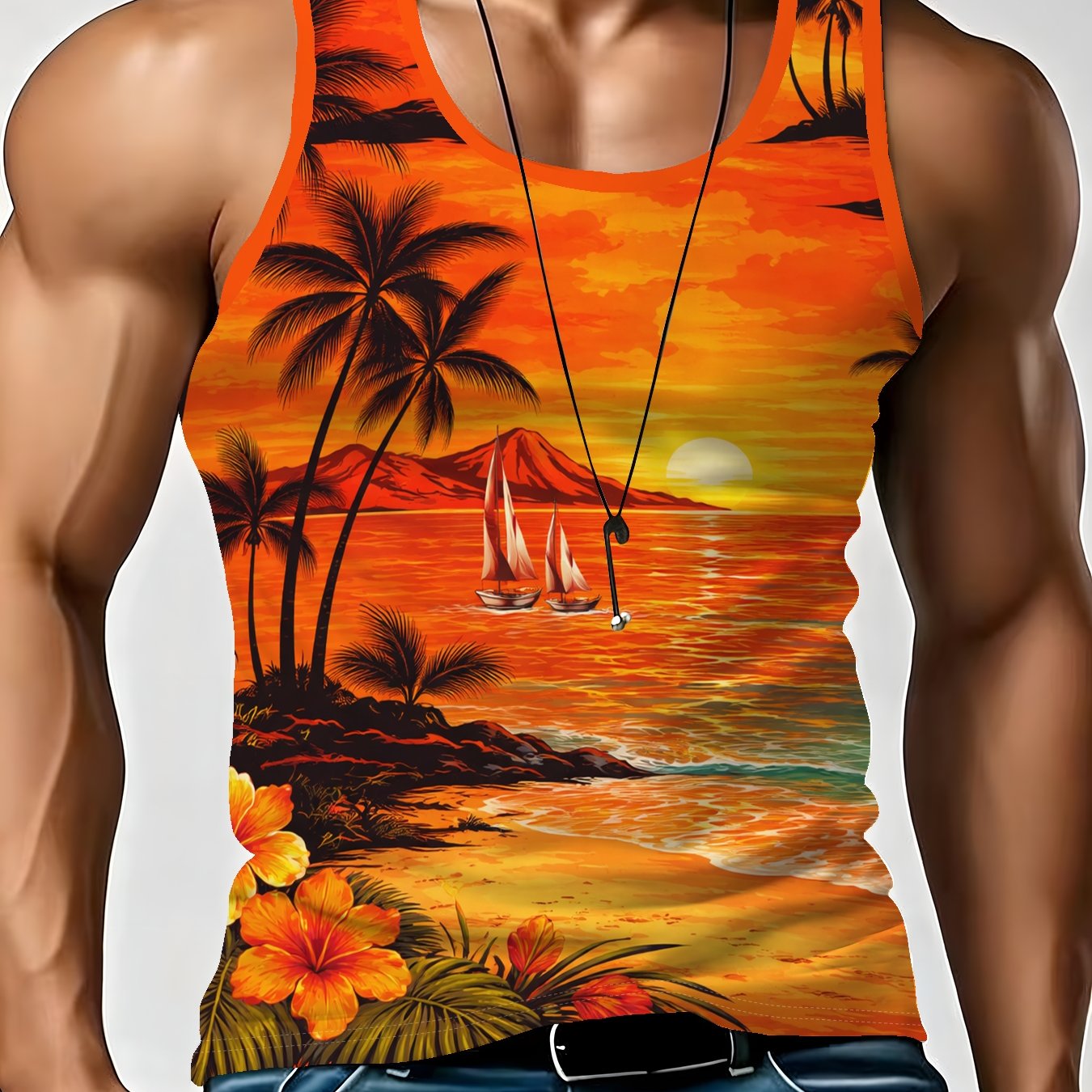TEMU Men's Loose- Tank Top, Summer Fitness Sleeveless T-shirt, Printed Vest