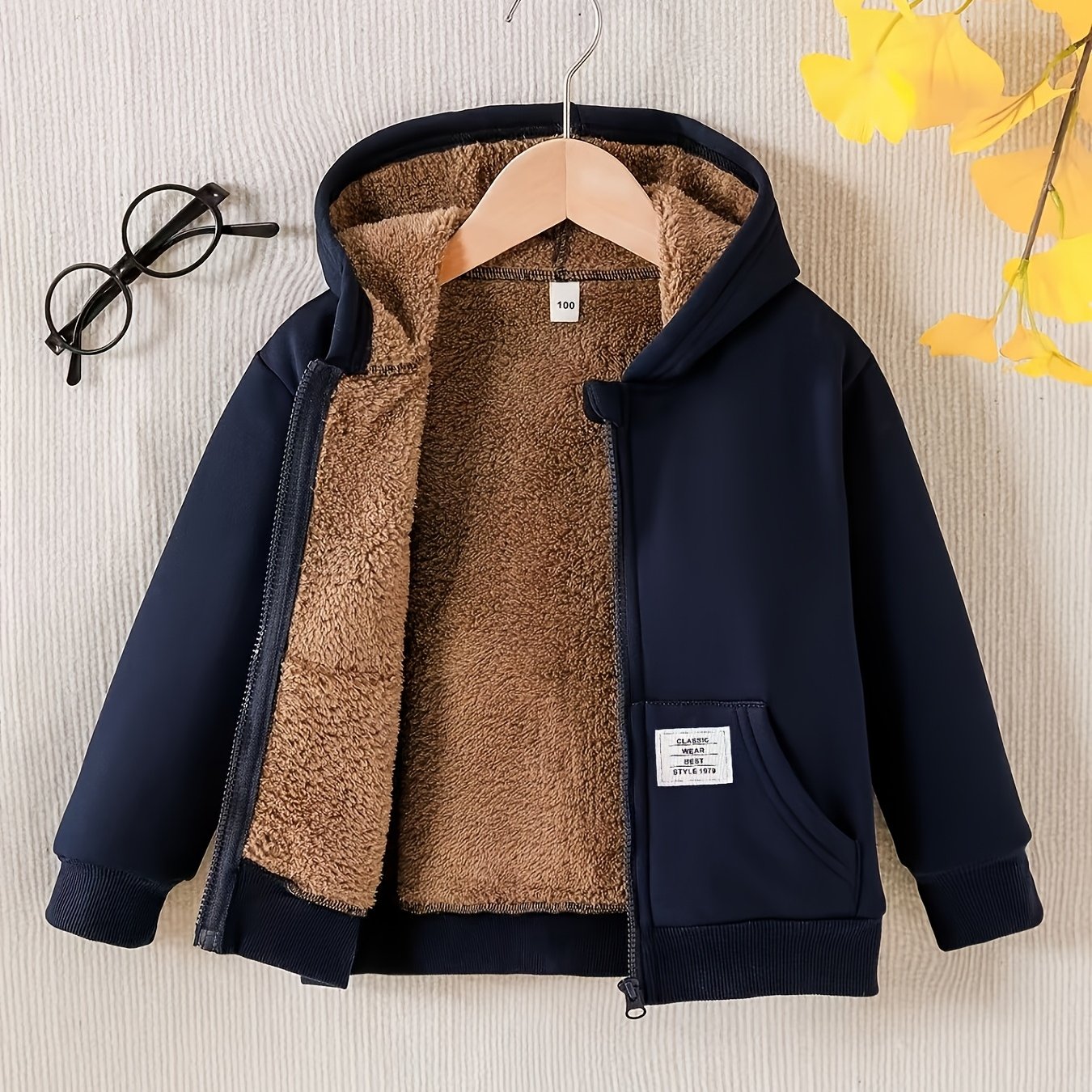 TEMU Chaqueta con capucha y cremallera de forro polar y Otoño Invierno, Top versátil y fácil de color liso para exteriores, opción de regalo ideal