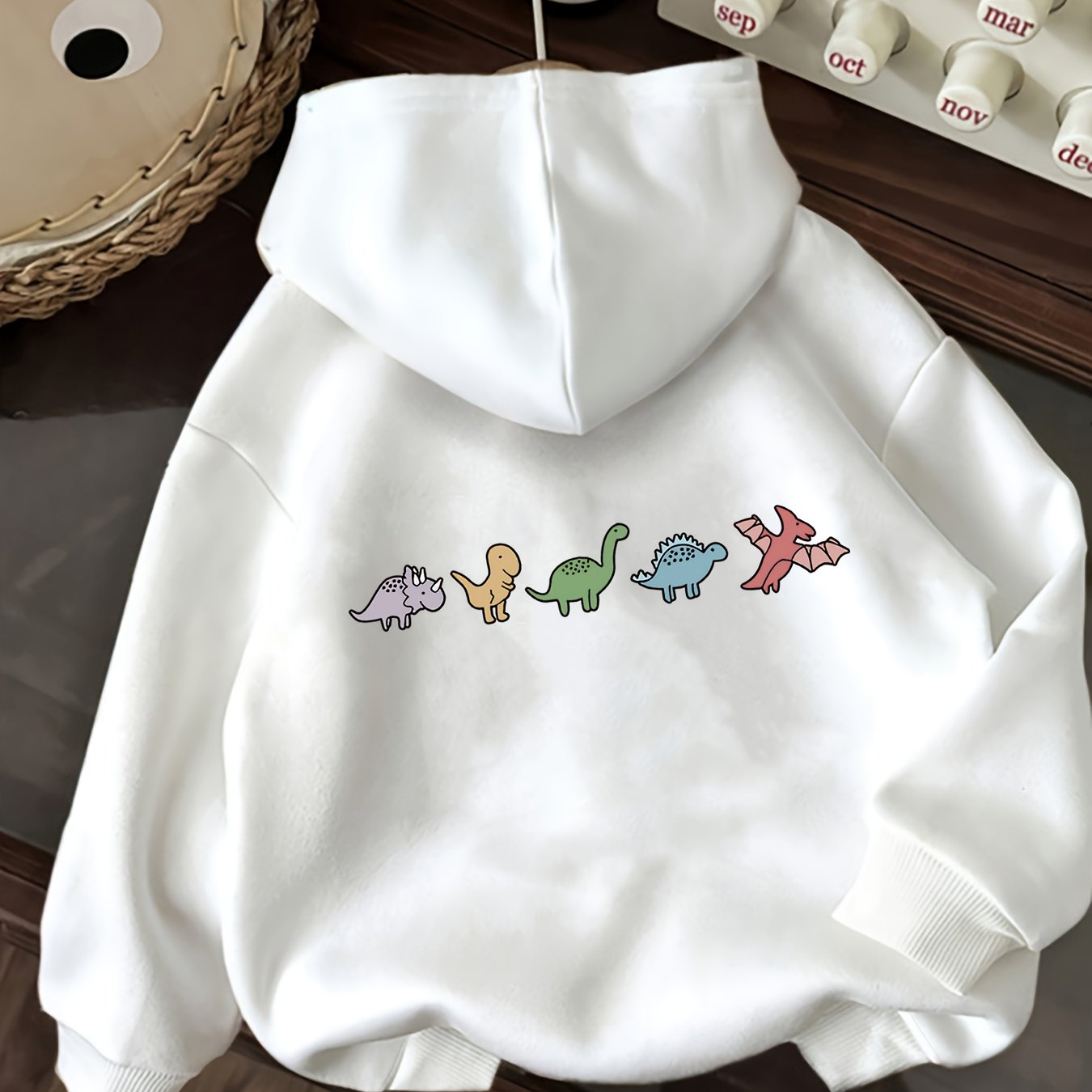 TEMU Vintage, A Vibrant Autumn Hoodie For Women Featuring Colorful Dinosaurs