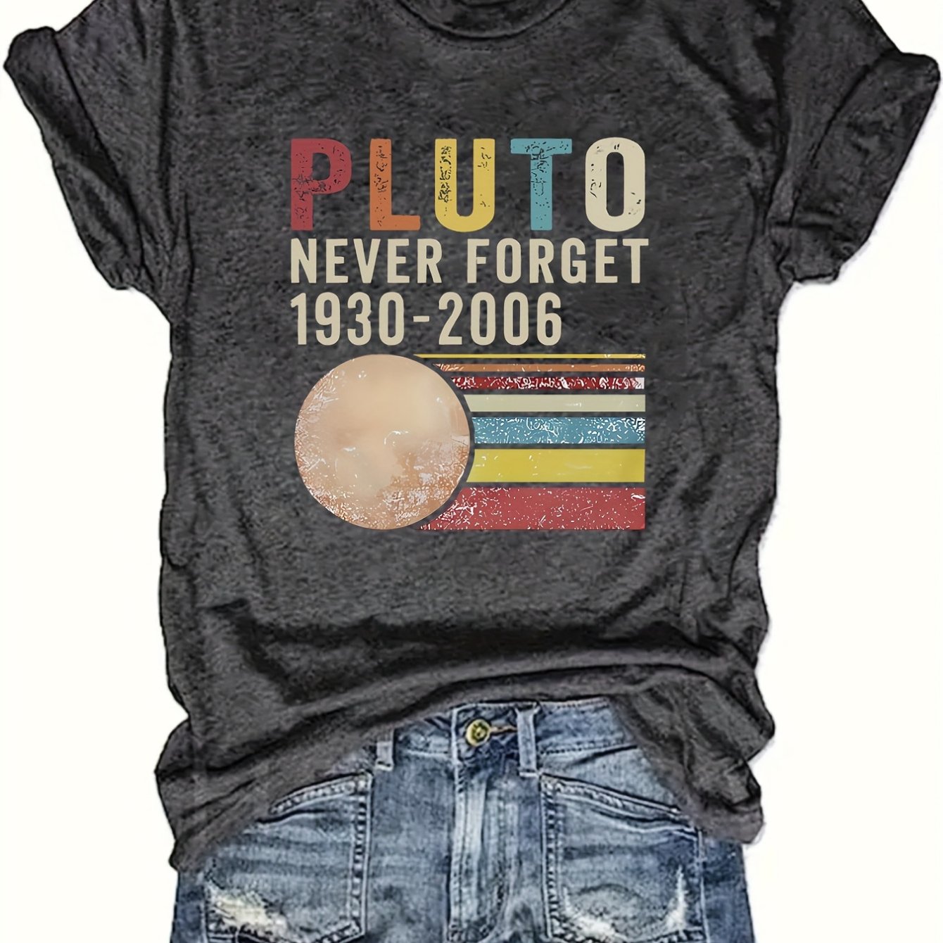 TEMU Alphabet Print Crew Neck Short Sleeve T-shirt Casual Regular Fit, Pullover Style, Summer Essential For Women - Letter Pattern, No Belt Or Chest