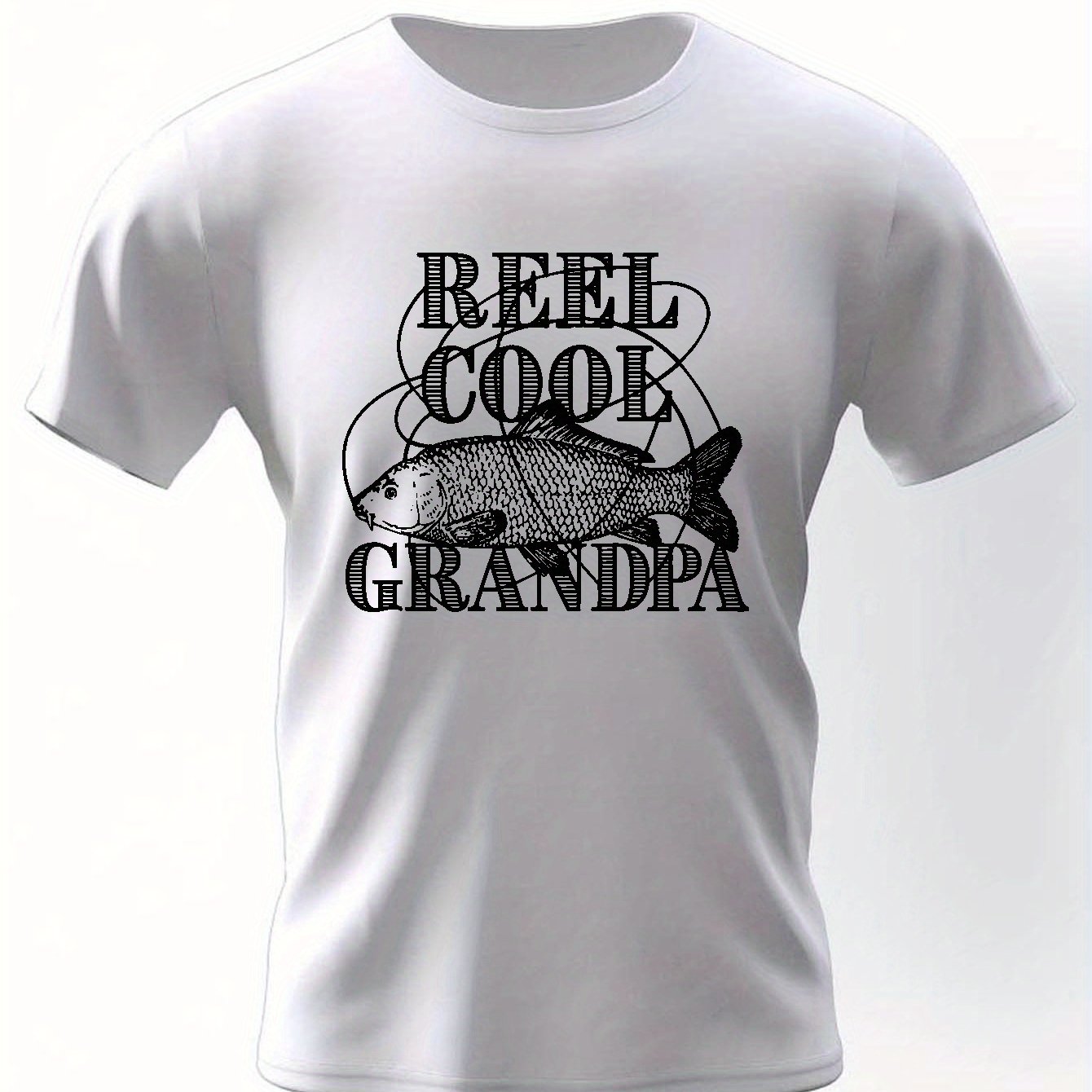 Reel Cool Grandpa Print T shirt Men Casual Short Sleeve Top - Temu
