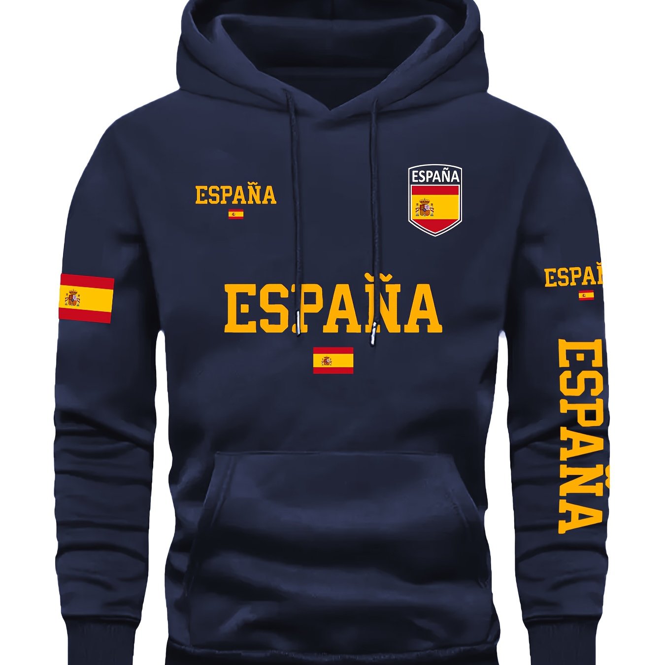 TEMU es donde vivo: un hoodie elegante para hombre con el de española y varios estampados, para uso casual y outfits modernos