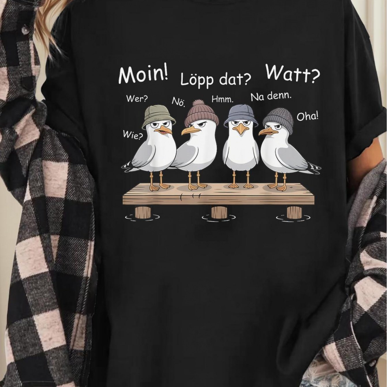 Image of Plus Size Women's Short-sleeve T-shirt, North German North German Low German Moin T-shirt, 200g, Crew Neck - Pure - Standard Version - Summer Streetwear Tops 2026