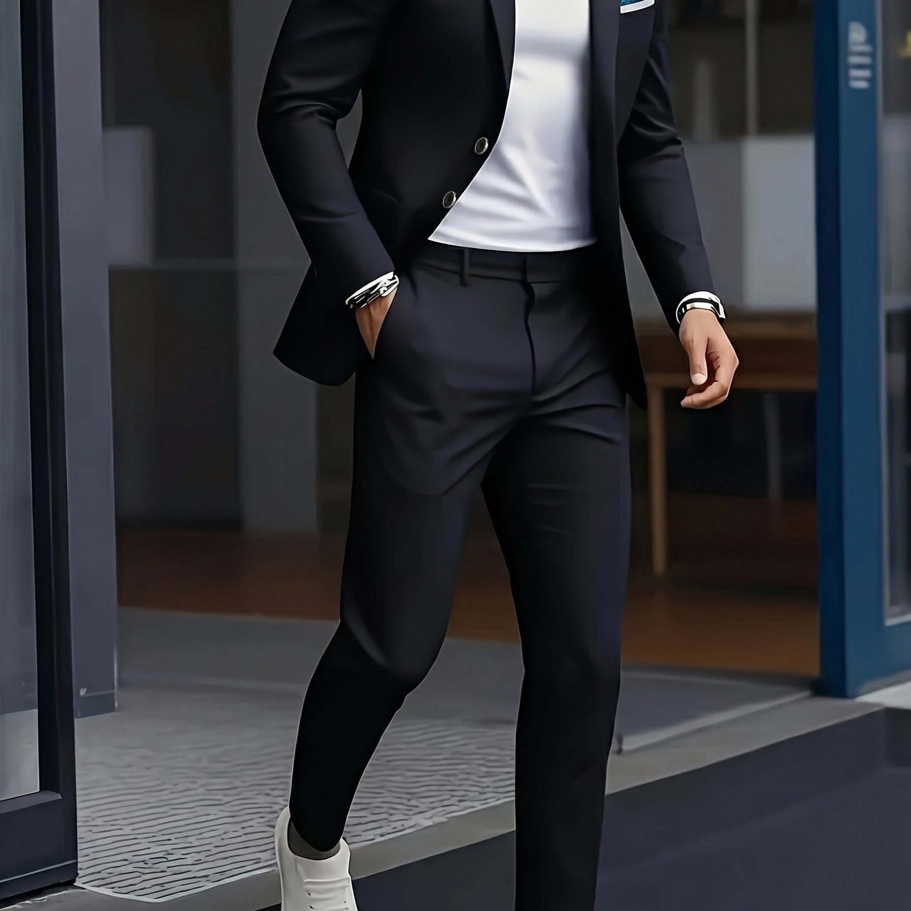 TEMU Men' New 2pcs Suit Set, Jacket   Trousers, Suitable For Weddings, Parties, Graduations, And Business Gatherings